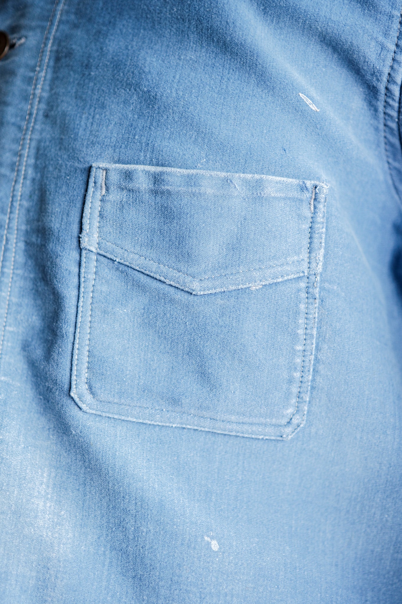 ［~40's］French Vintage Blue Moleskin Work Jacket "Le Mont St. Michel"