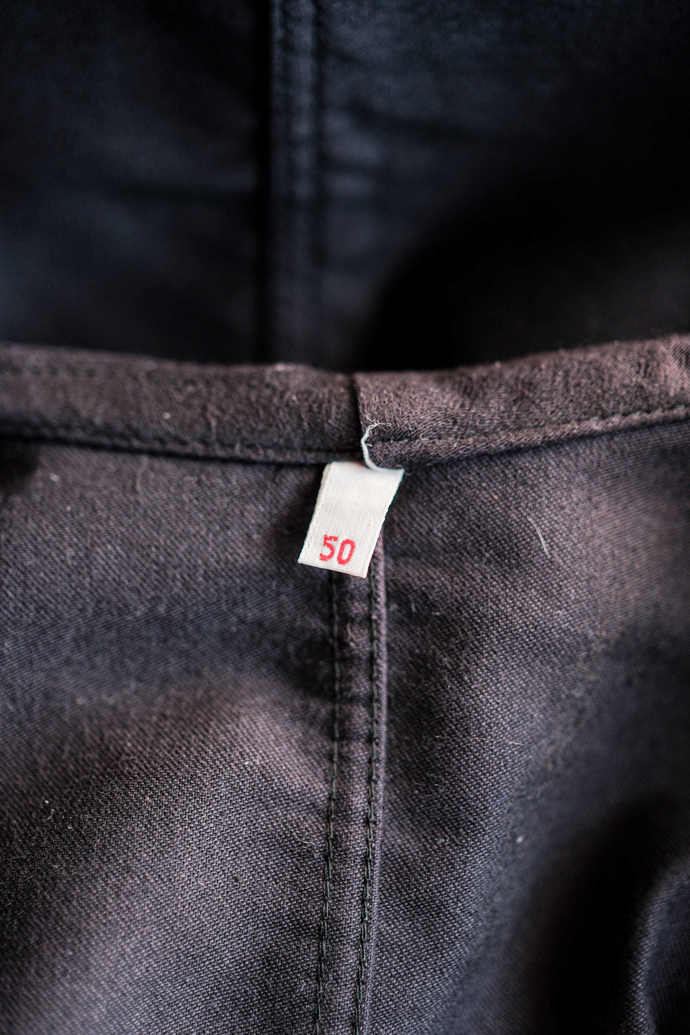 [~ 60's] French Vintage Black Moleskin Work Jacket Size.50 "Le Mont Stockel" "DEAD STOCK"