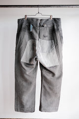 [~ 40's] French Vintage Grey Cotton Pique Work Ows "Patchwork"