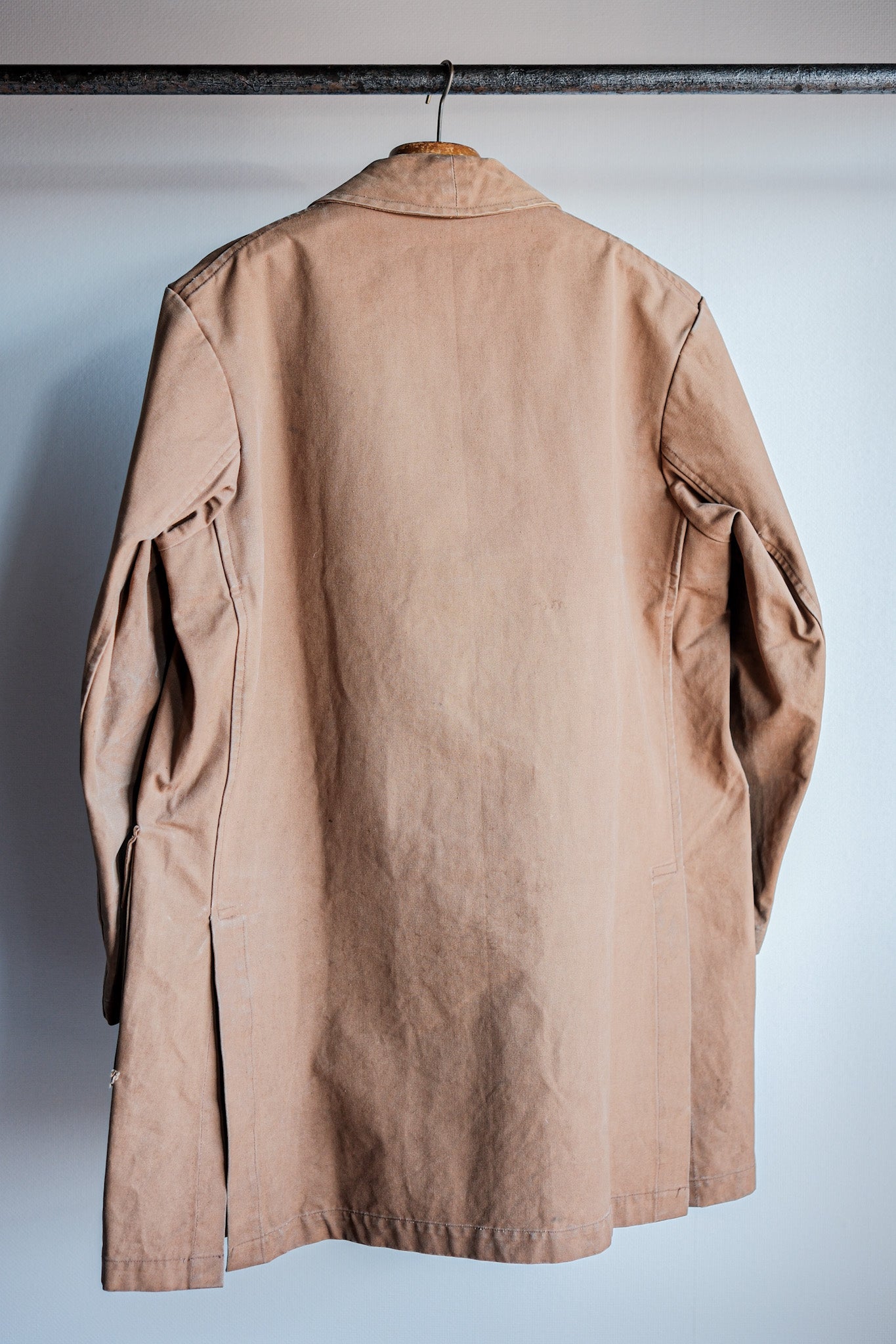 [~ 40's] French Vintage Cotton Linen Canvas Work Half Coat