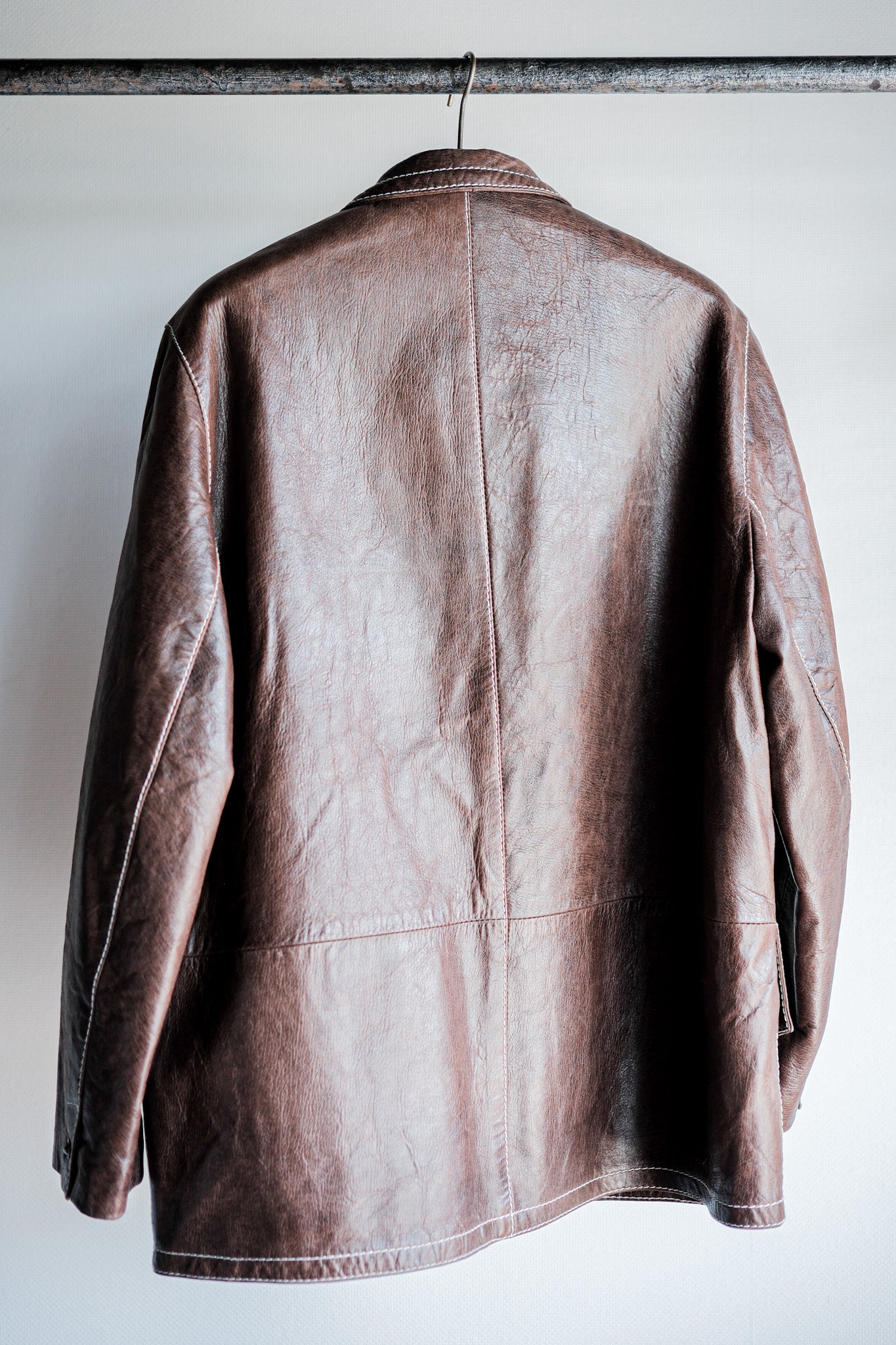 90's】Old ANNE MARIE BERETTA Leather Tailored Jacket Size.T42