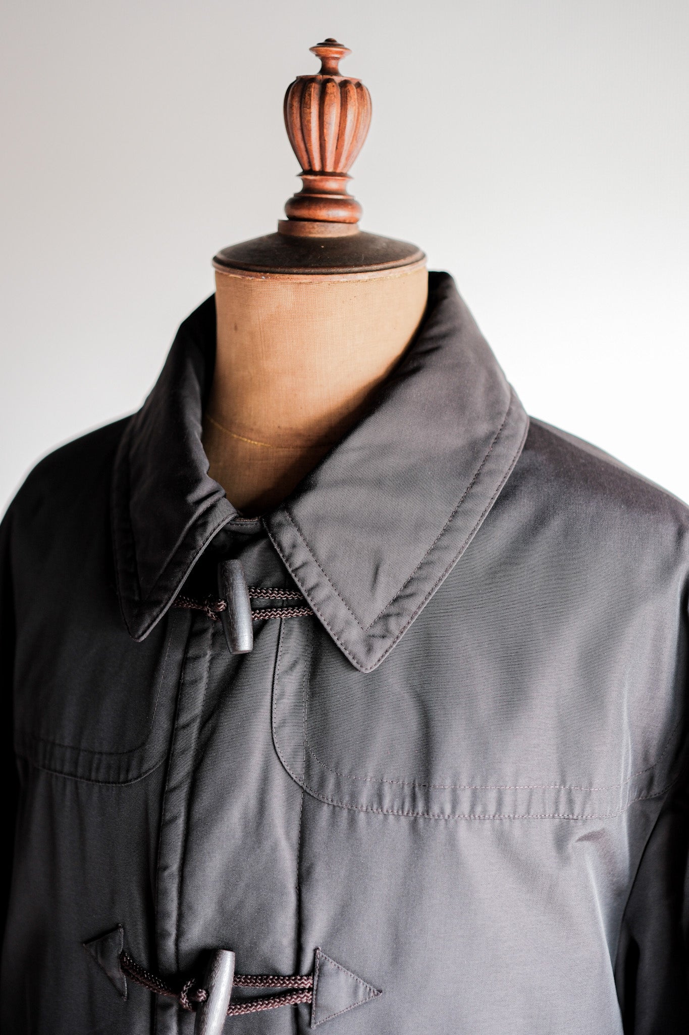 ［~90's］Old Hermès Paris Dark Brown Polyamide Duffle Coat Size.54
