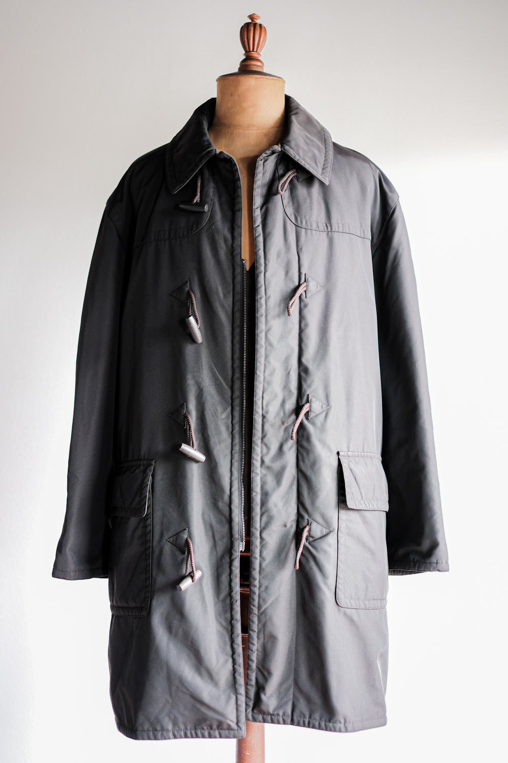 ［~90's］Old Hermès Paris Dark Brown Polyamide Duffle Coat Size.54