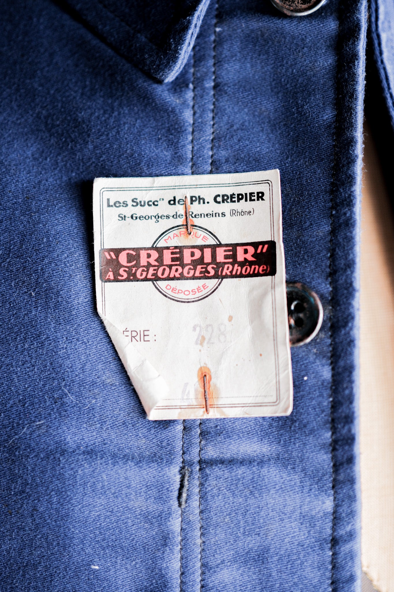 40's】French Vintage Blue Moleskin Work Jacket Size.46 40's】French Vintage Blue Moleskin Work Jacket Size.46