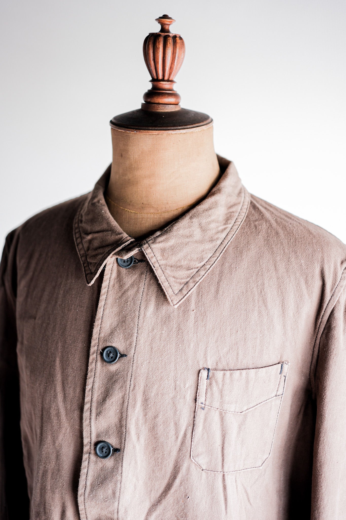 【~40's】French Vintage Brown Cotton Twill Work Jacket