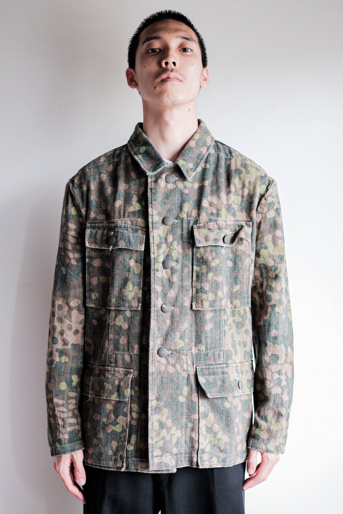 【~00's】German Waffen-SS Type Pea Dot Camouflage M44 HBT Field Jacket "Reproduction"