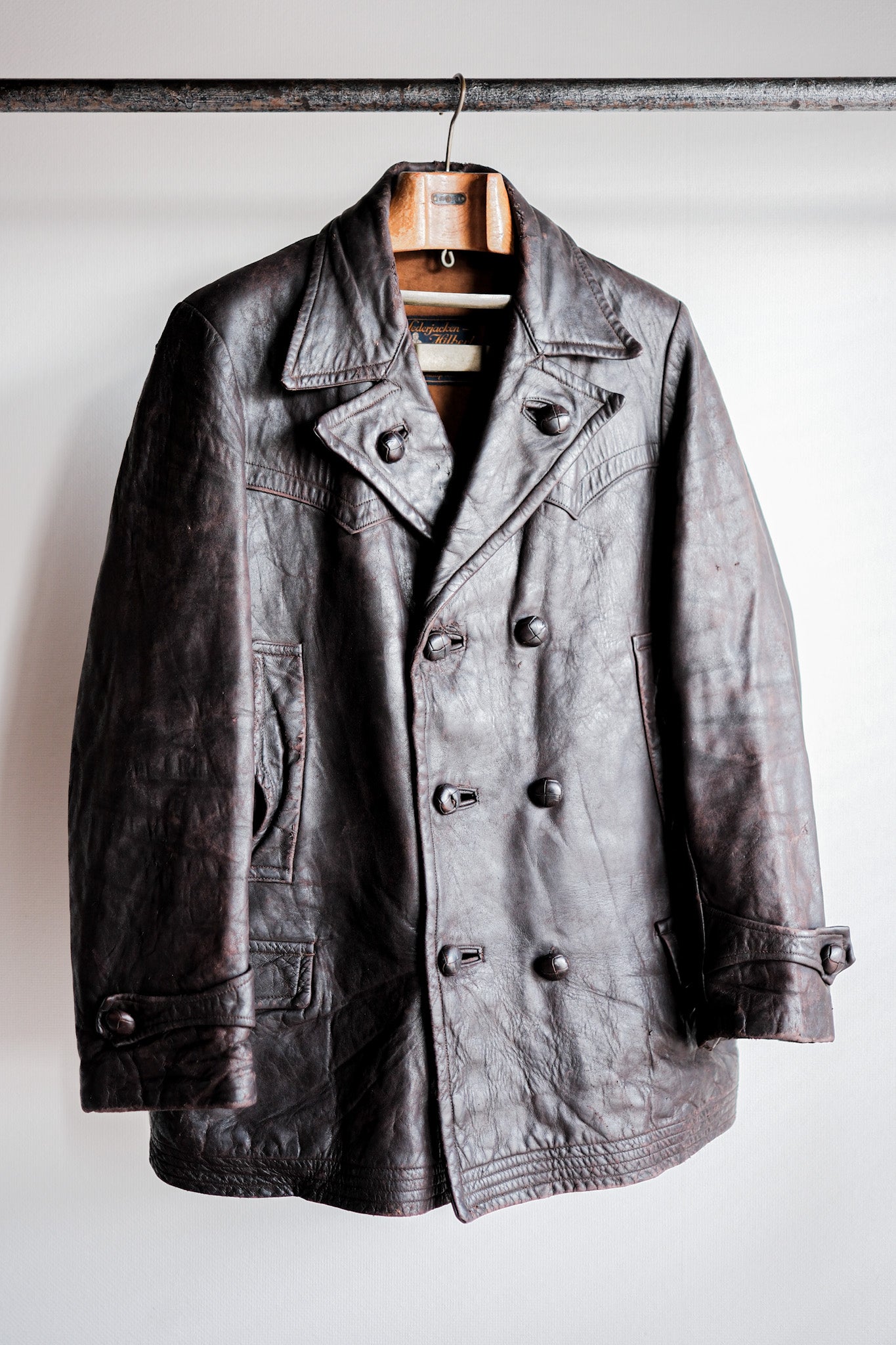 【~30's】German Vintage Double Breasted Motorcycle Leather Jacket