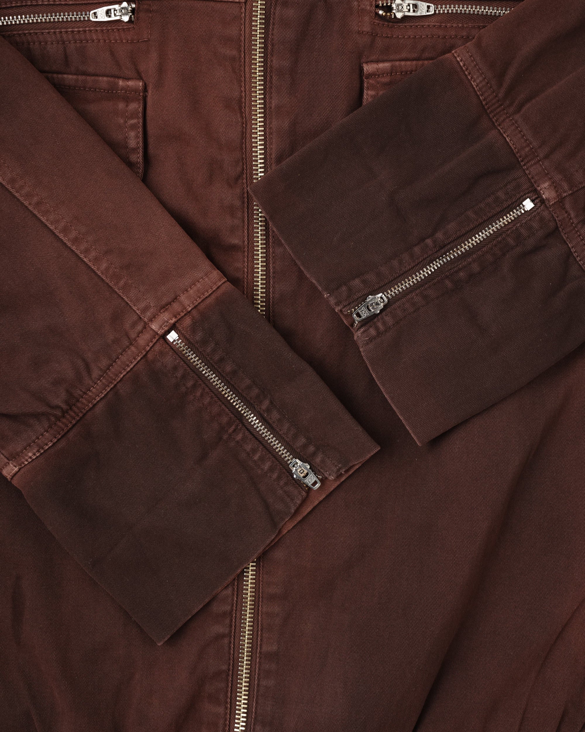 【~80’s】Italian Vintage Brown Cotton Elastane Zip Up Jacket Size.52