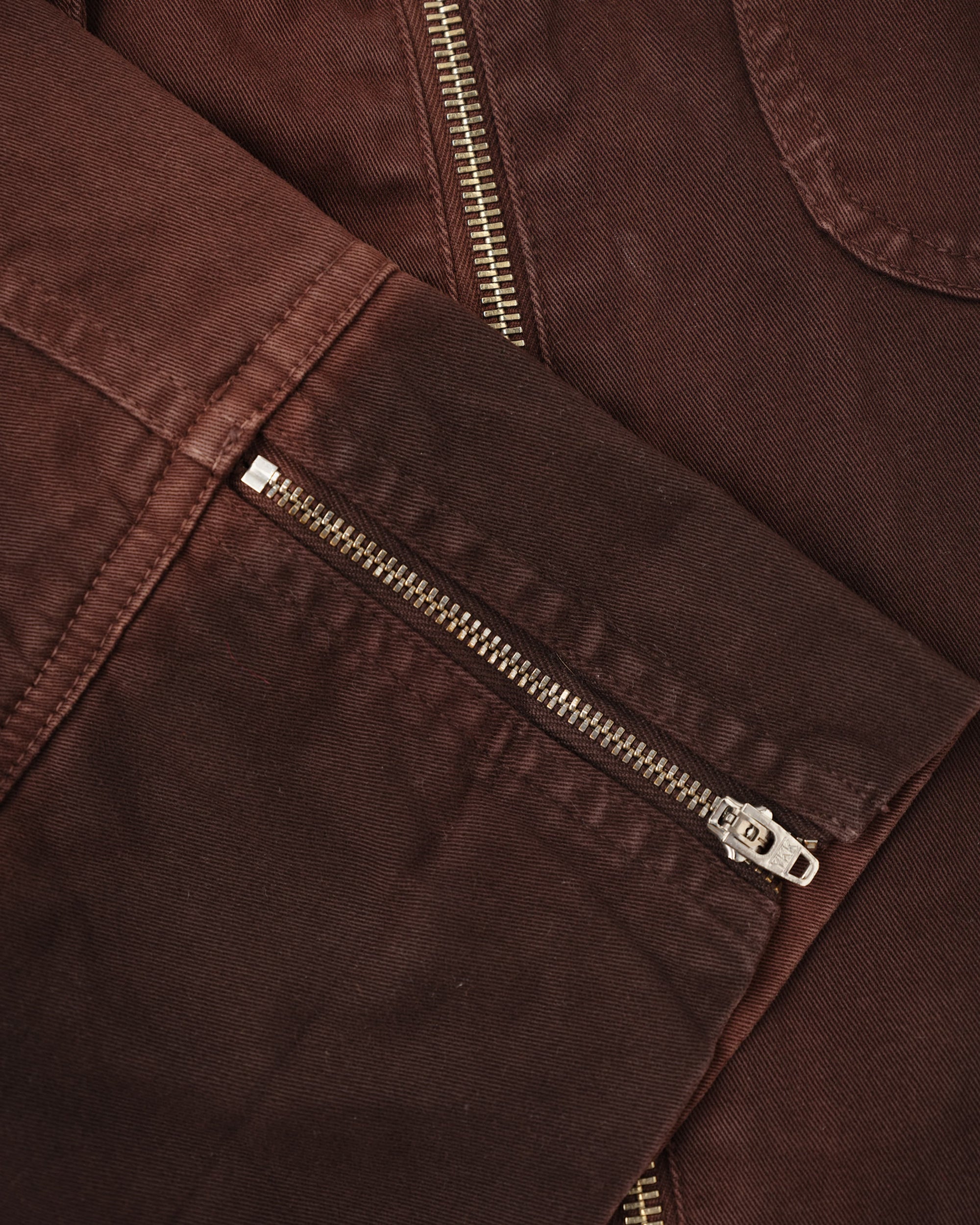 【~80’s】Italian Vintage Brown Cotton Elastane Zip Up Jacket Size.52