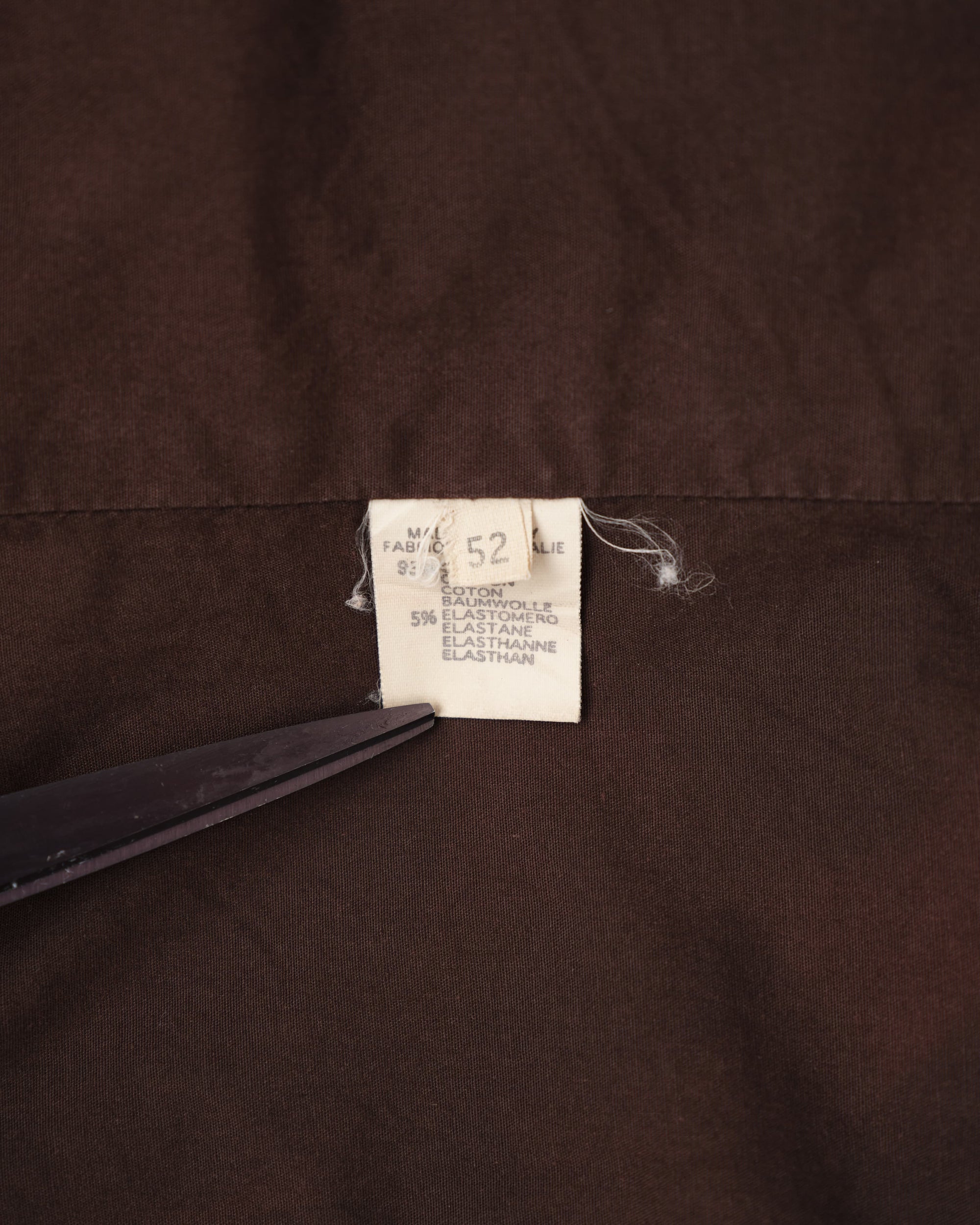 【~80’s】Italian Vintage Brown Cotton Elastane Zip Up Jacket Size.52