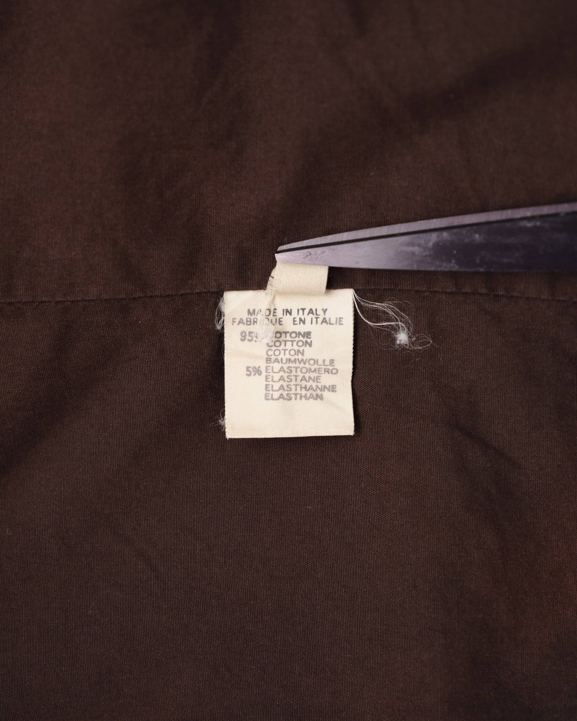 【~80’s】Italian Vintage Brown Cotton Elastane Zip Up Jacket Size.52