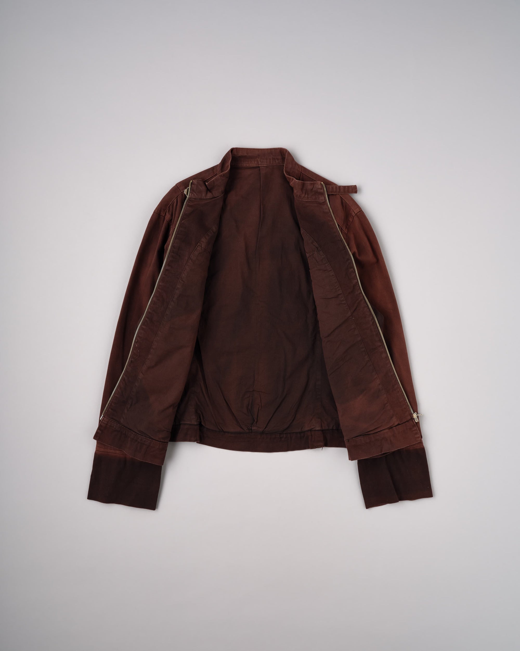 【~80’s】Italian Vintage Brown Cotton Elastane Zip Up Jacket Size.52