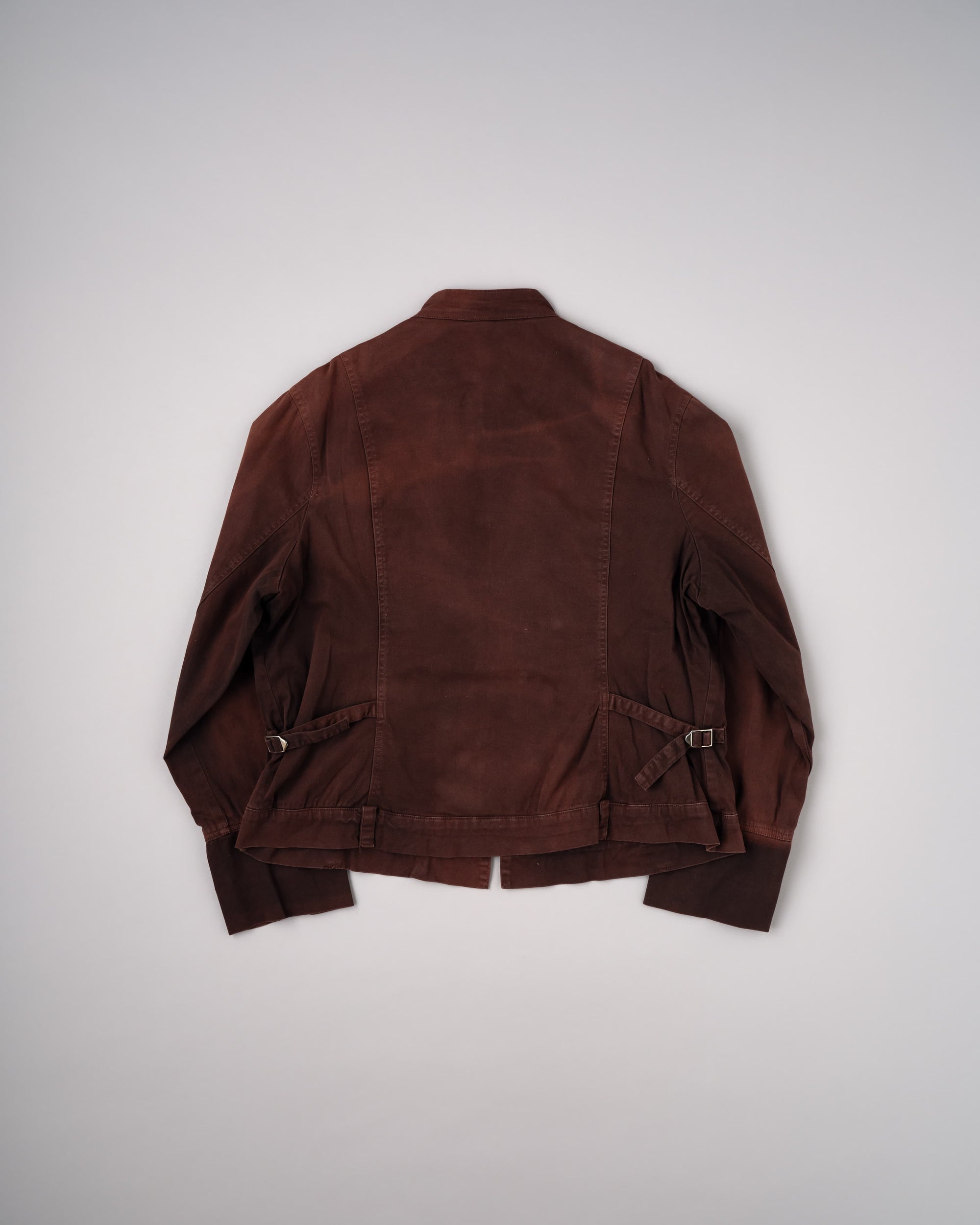 【~80’s】Italian Vintage Brown Cotton Elastane Zip Up Jacket Size.52