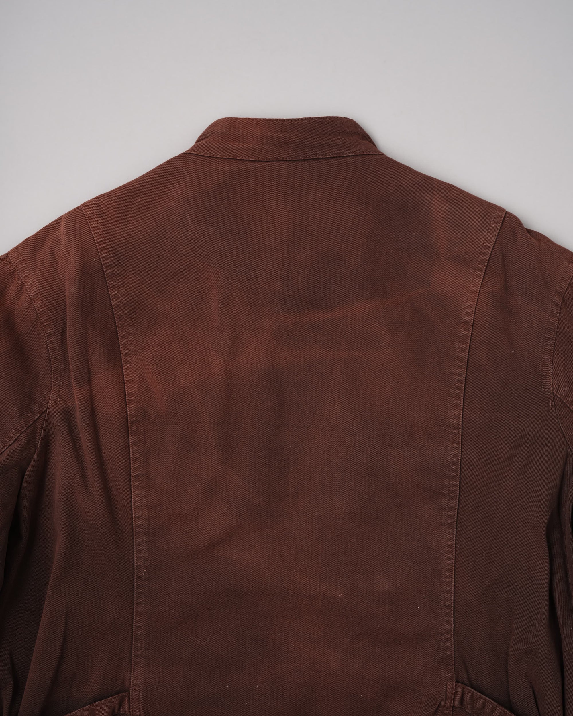 【~80’s】Italian Vintage Brown Cotton Elastane Zip Up Jacket Size.52