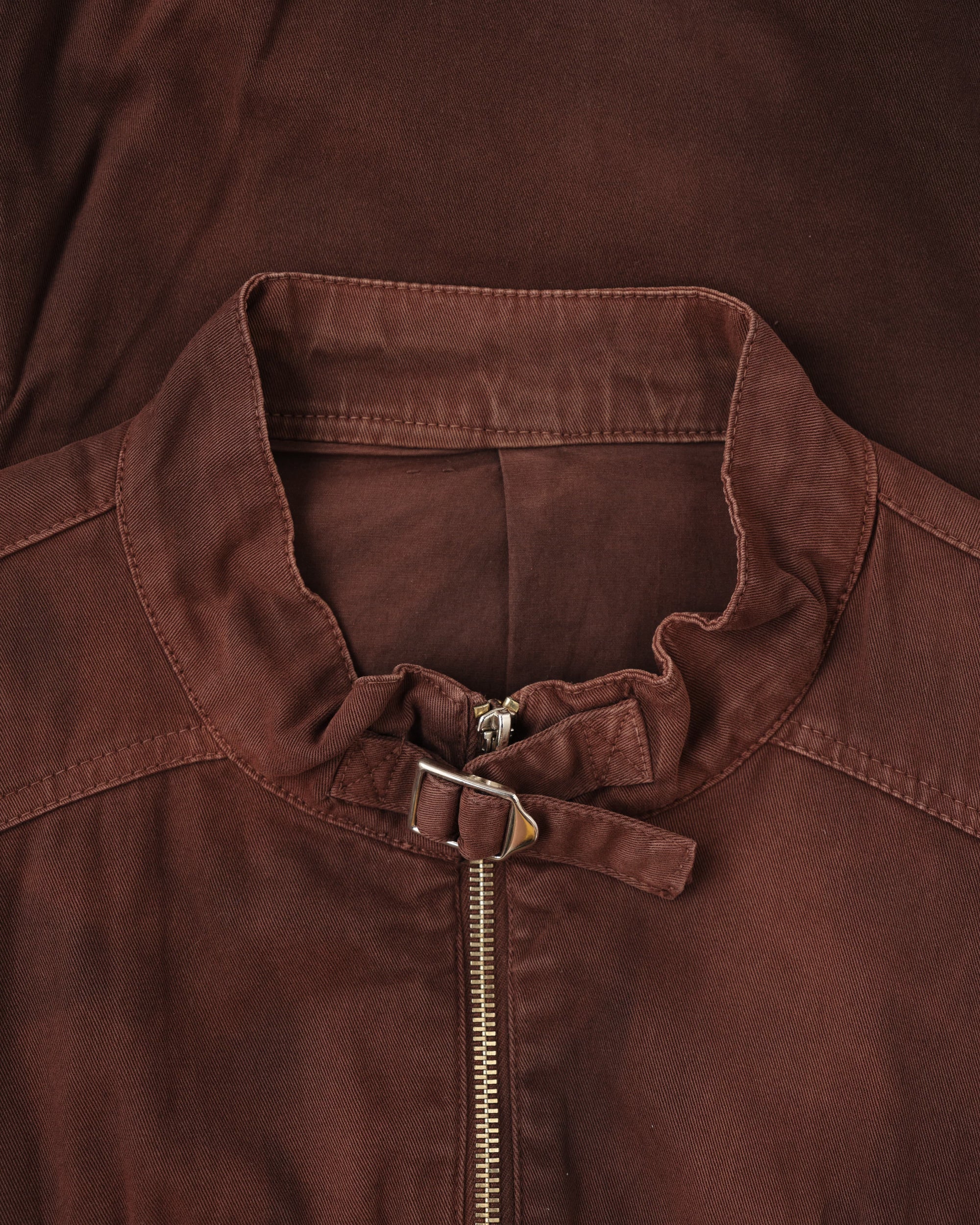 【~80’s】Italian Vintage Brown Cotton Elastane Zip Up Jacket Size.52