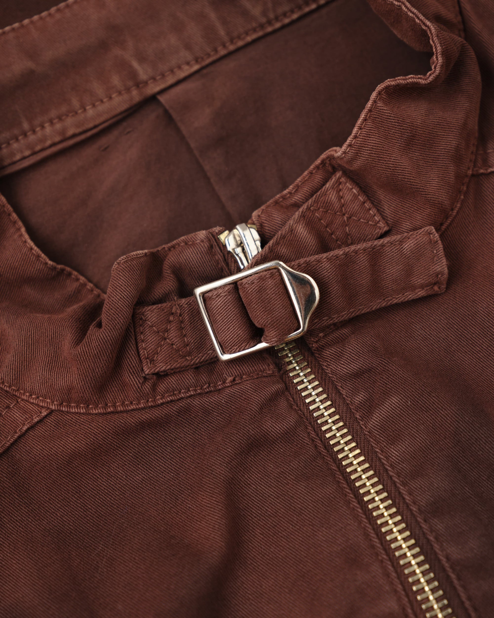 【~80’s】Italian Vintage Brown Cotton Elastane Zip Up Jacket Size.52