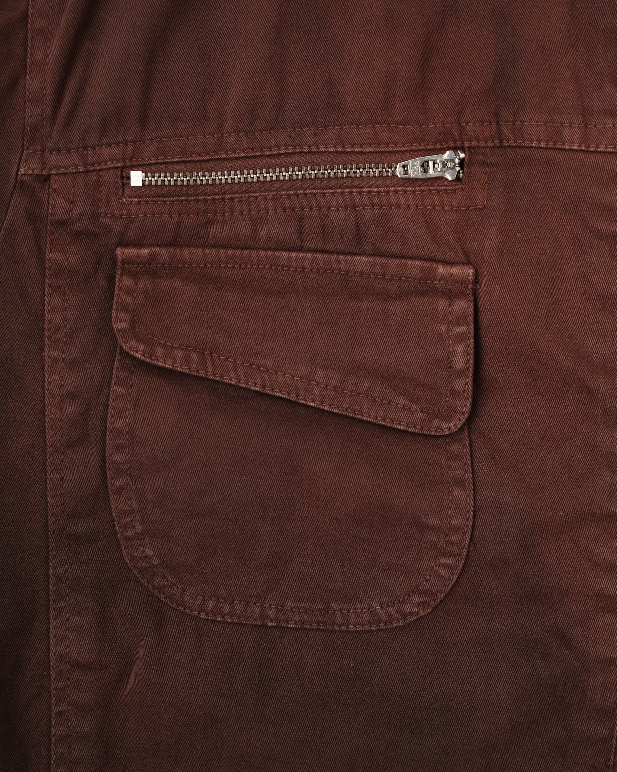 【~80’s】Italian Vintage Brown Cotton Elastane Zip Up Jacket Size.52