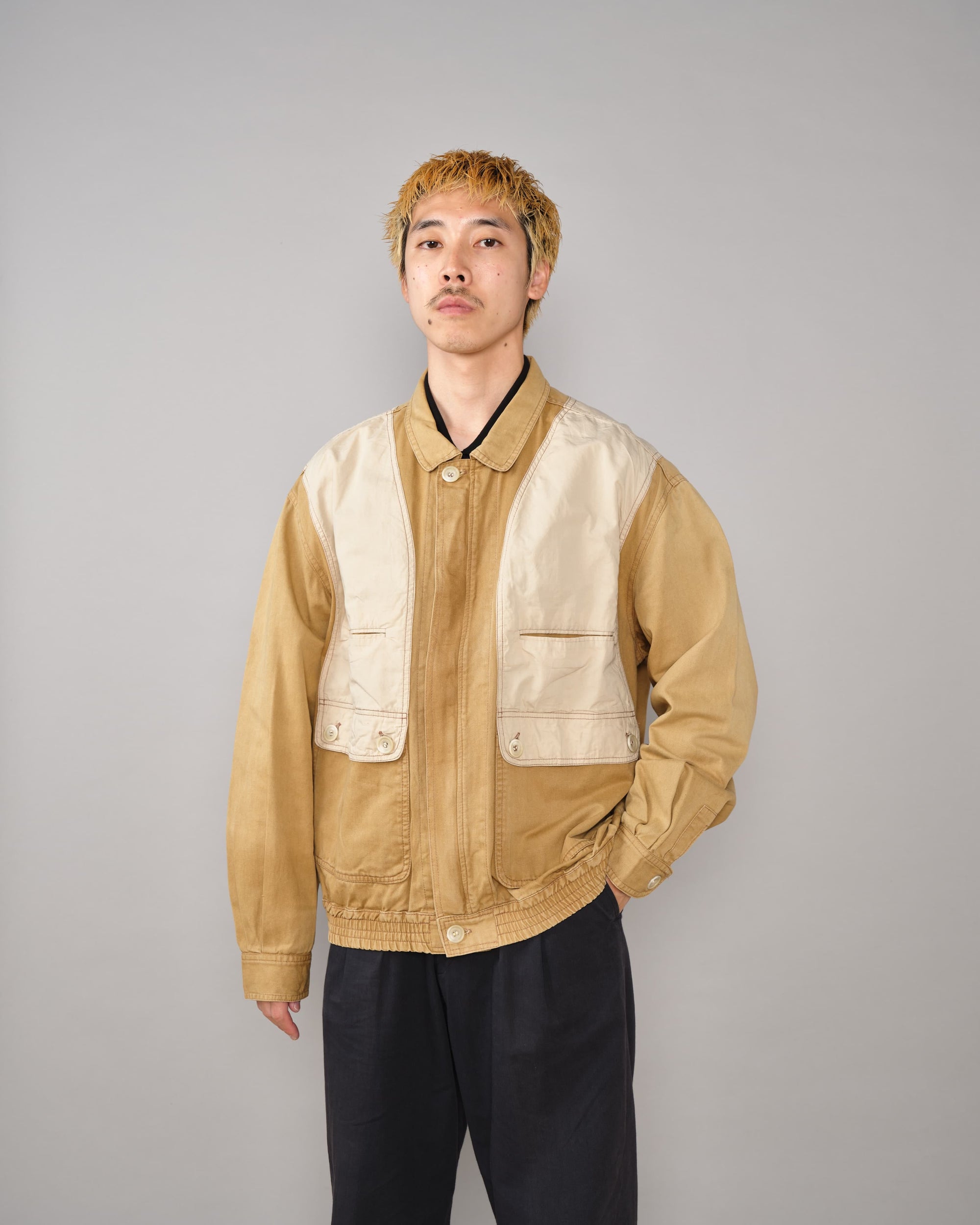 【~60’s】French Vintage Switching Design Mixed Cotton Jacket Size.5