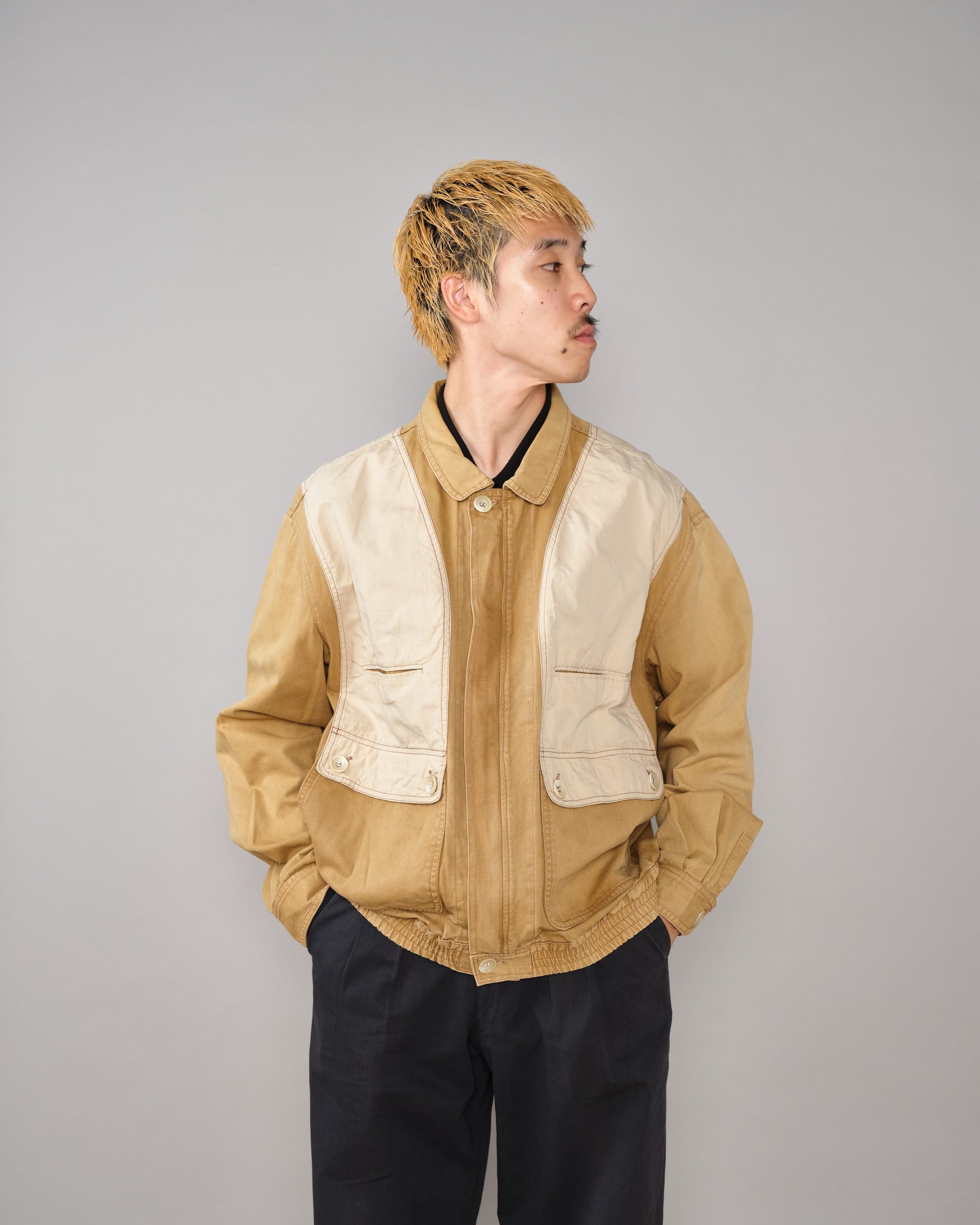 【~60’s】French Vintage Switching Design Mixed Cotton Jacket Size.5