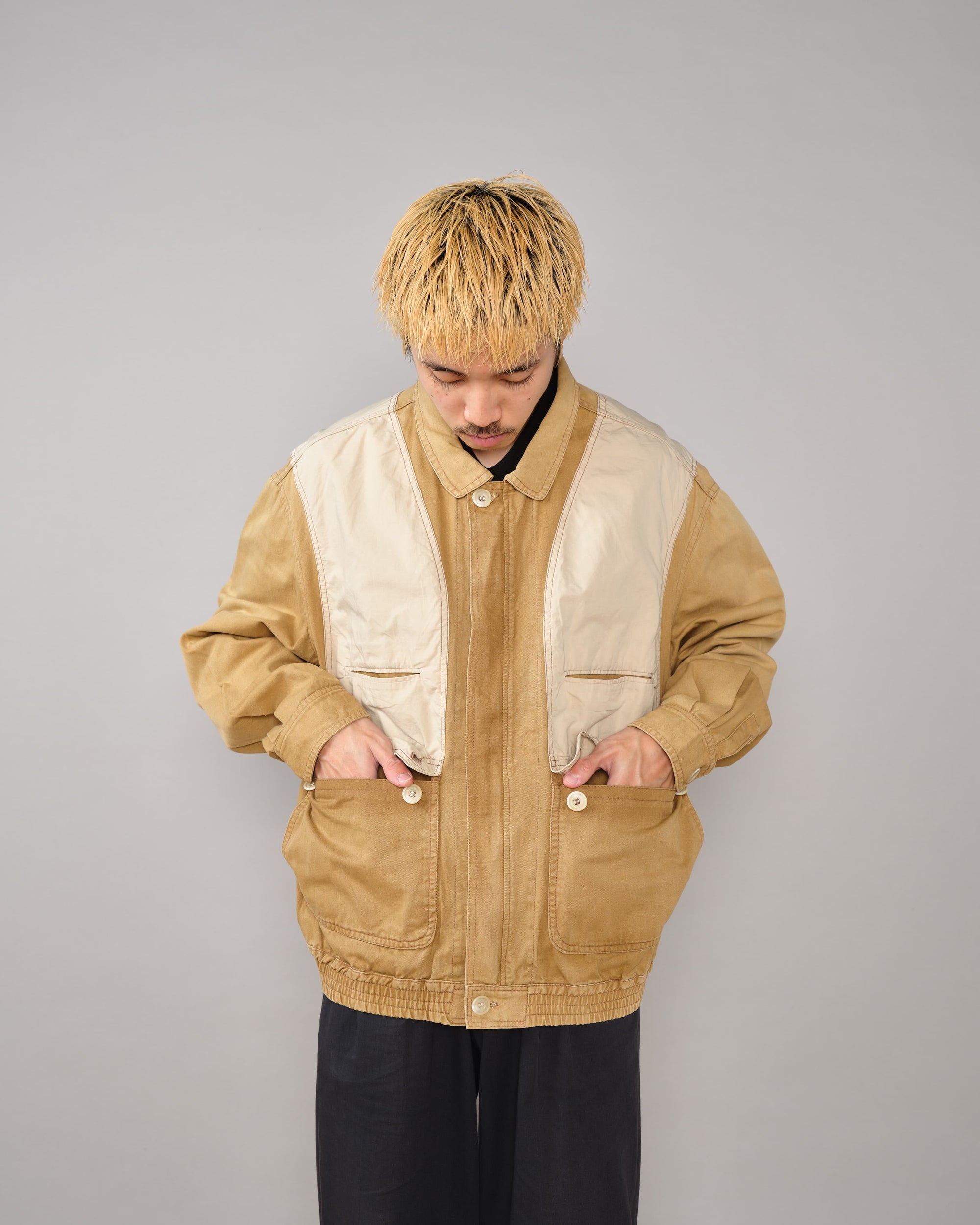 【~60’s】French Vintage Switching Design Mixed Cotton Jacket Size.5