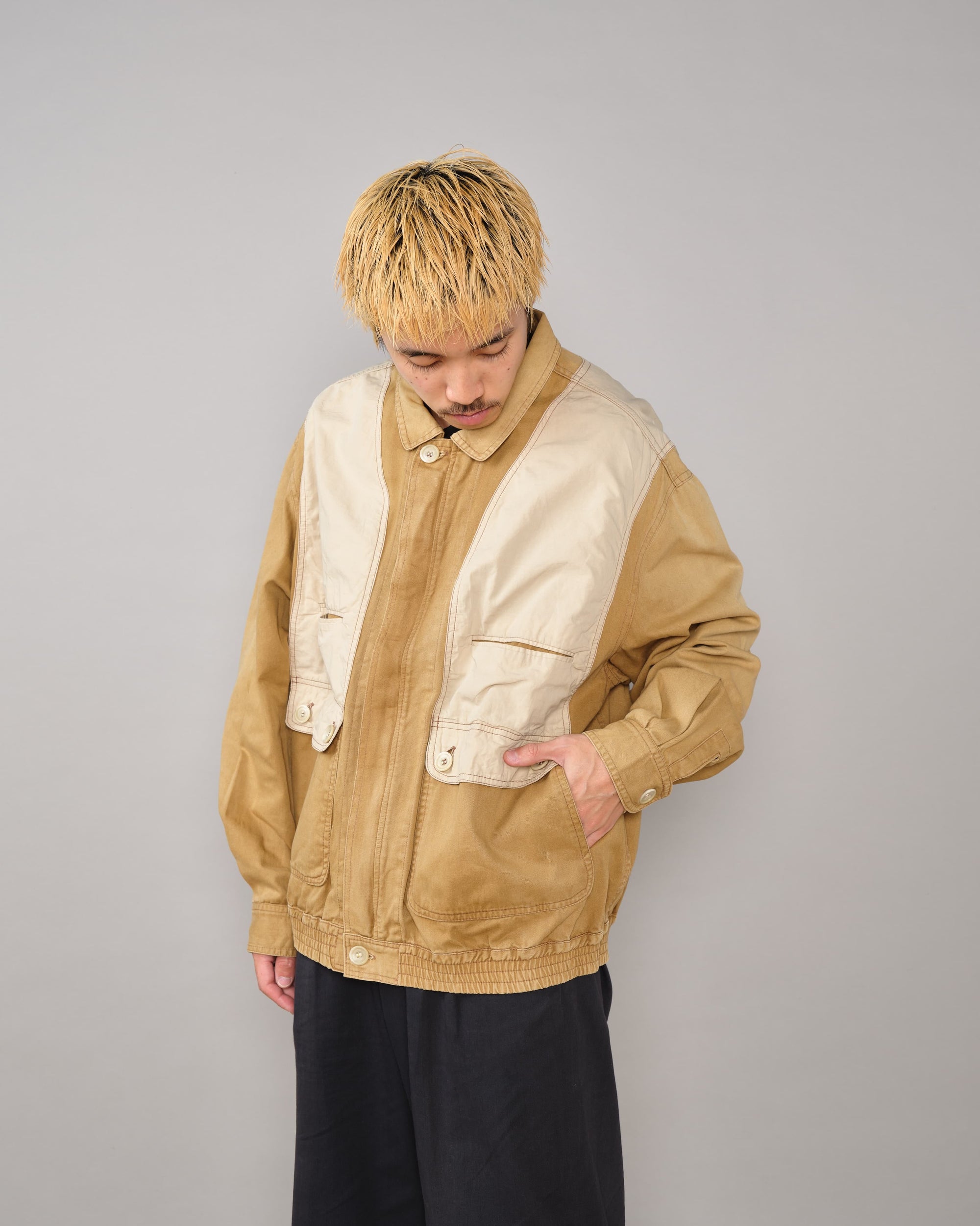 【~60’s】French Vintage Switching Design Mixed Cotton Jacket Size.5