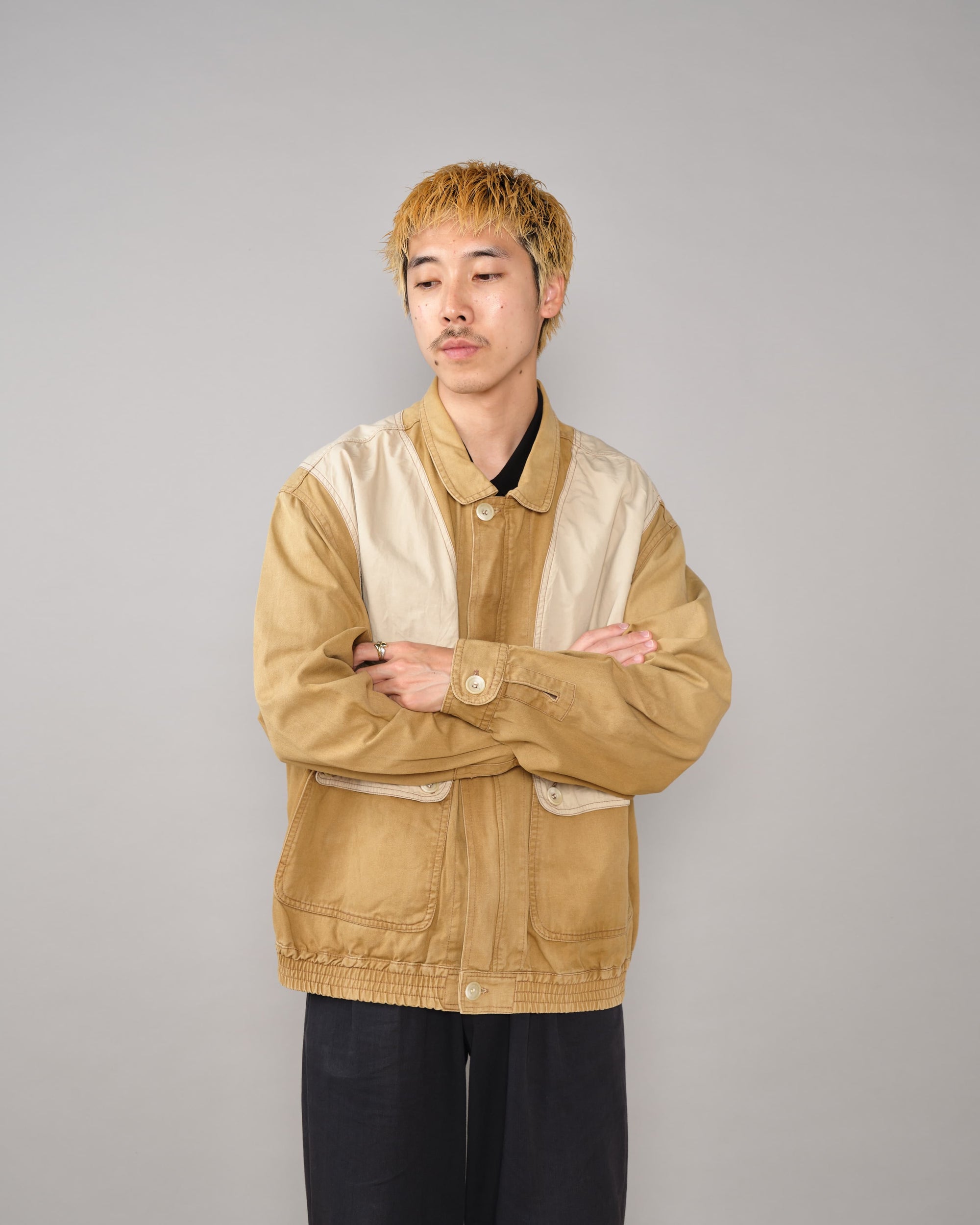 【~60’s】French Vintage Switching Design Mixed Cotton Jacket Size.5