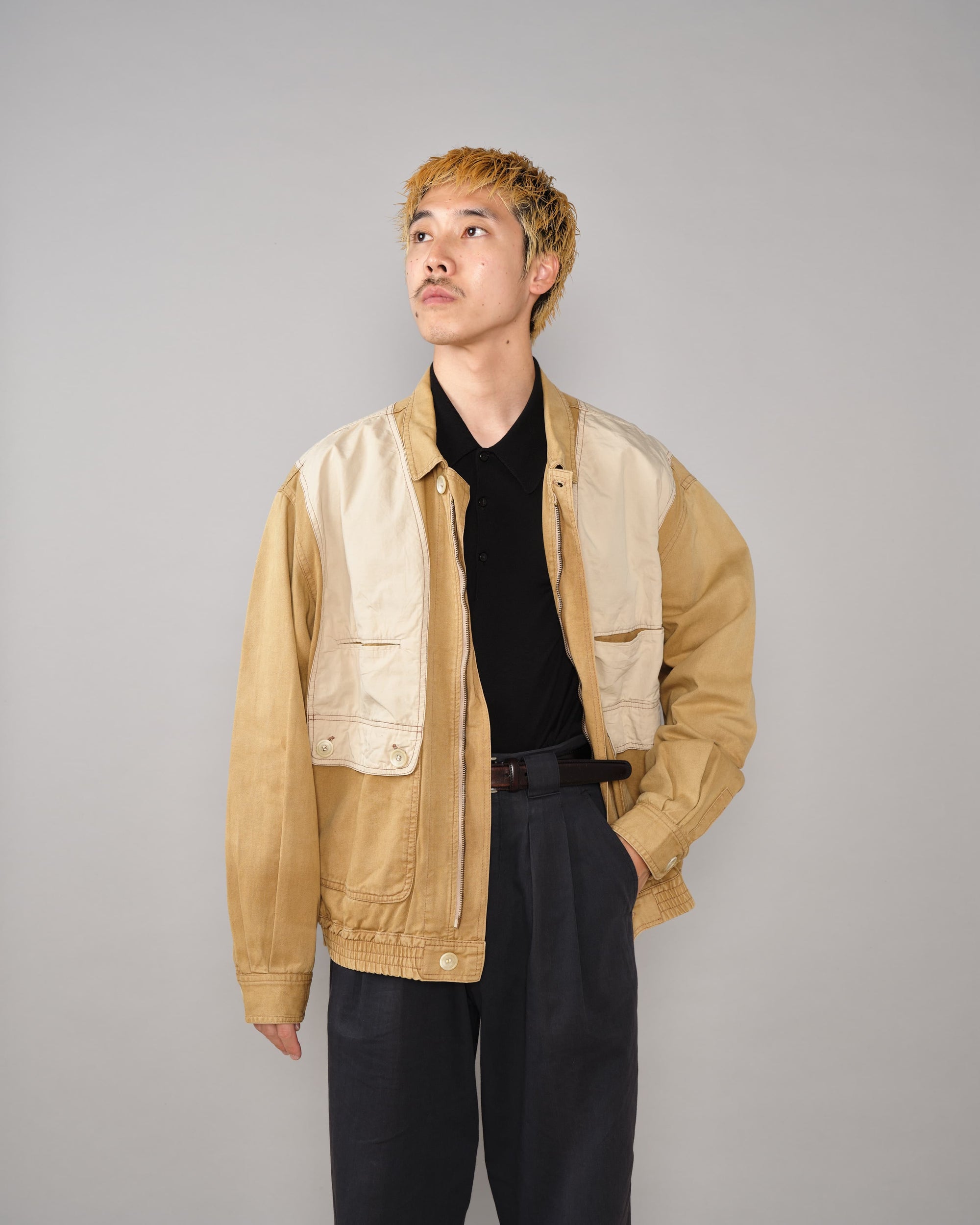【~60’s】French Vintage Switching Design Mixed Cotton Jacket Size.5