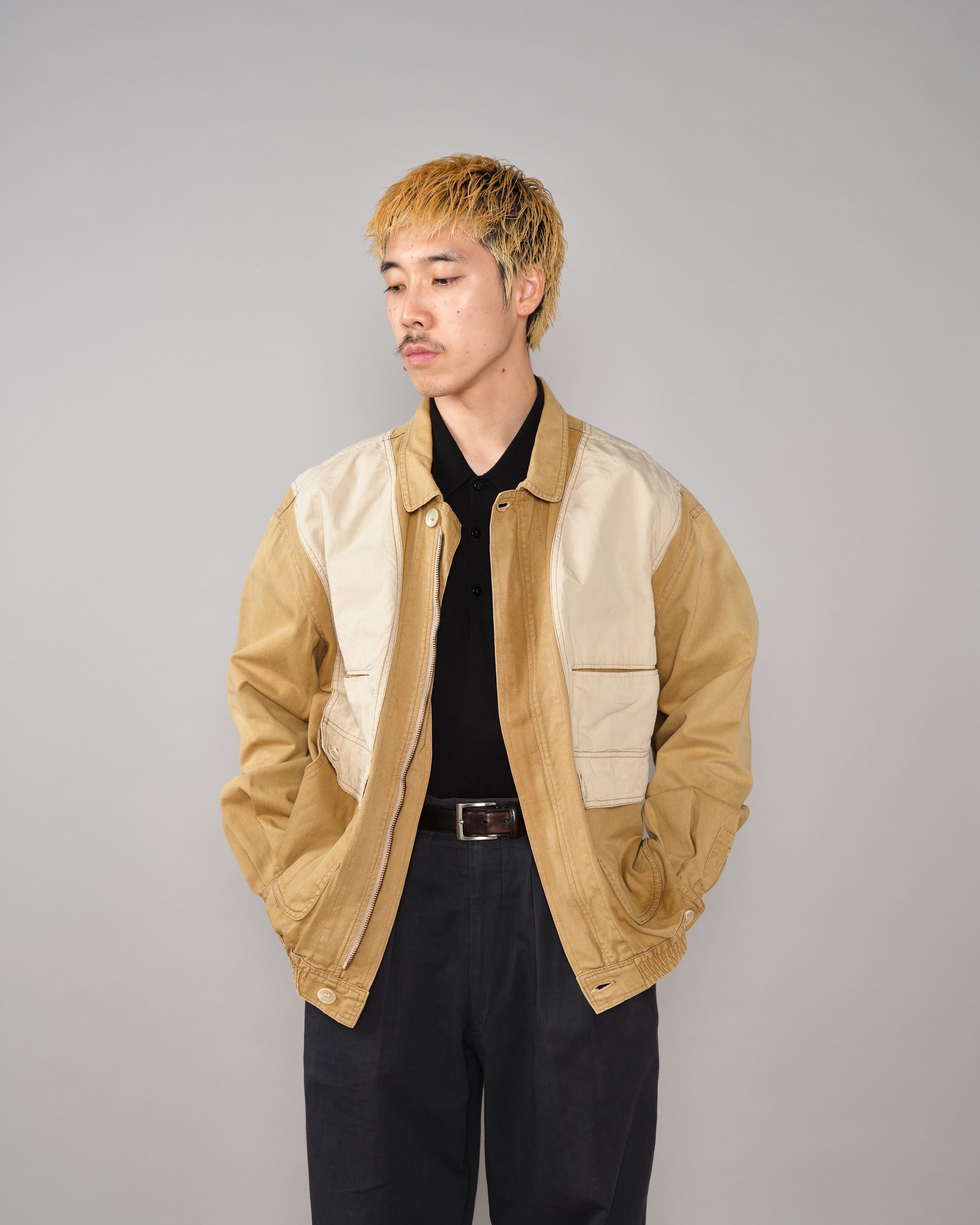 【~60’s】French Vintage Switching Design Mixed Cotton Jacket Size.5