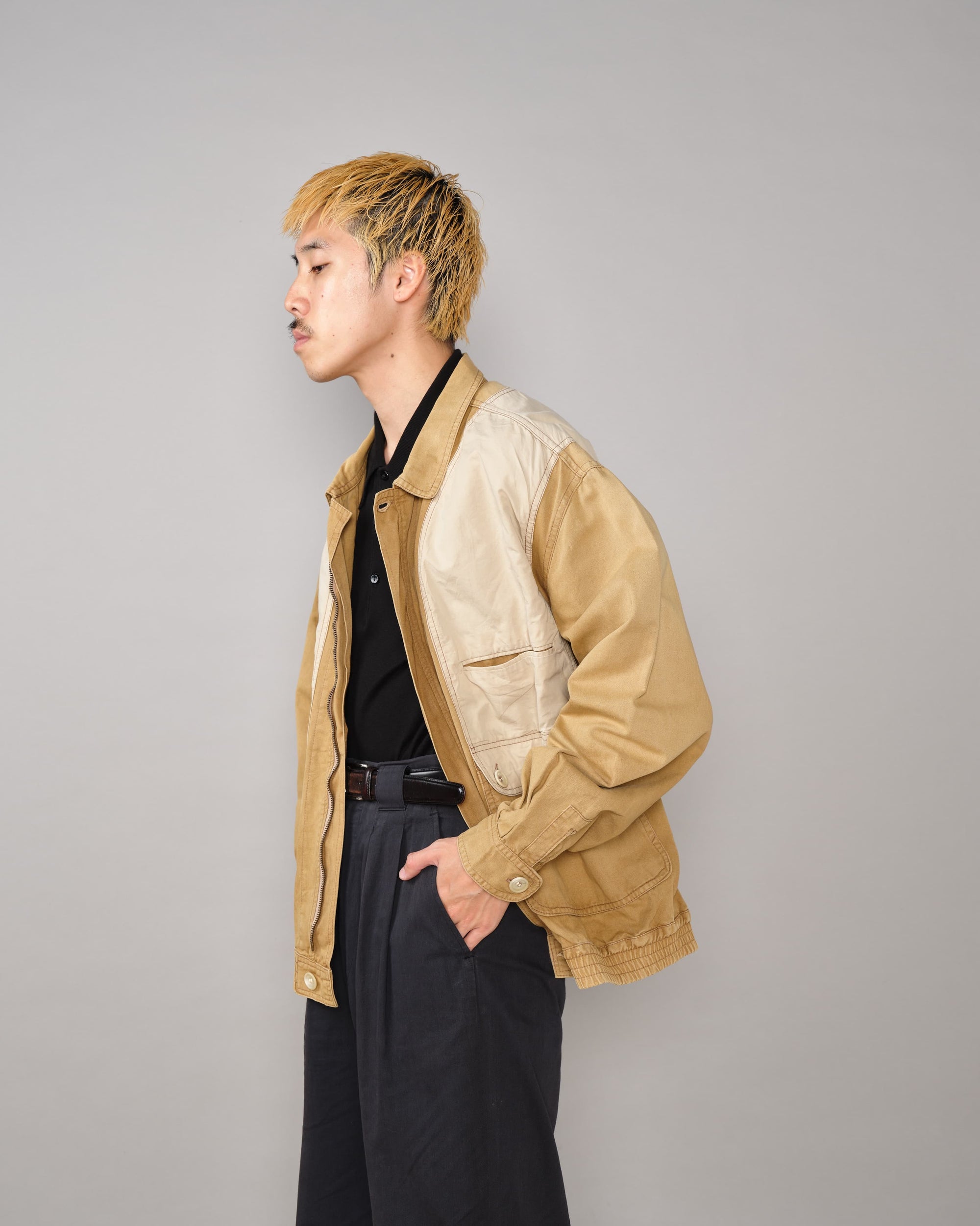 【~60’s】French Vintage Switching Design Mixed Cotton Jacket Size.5