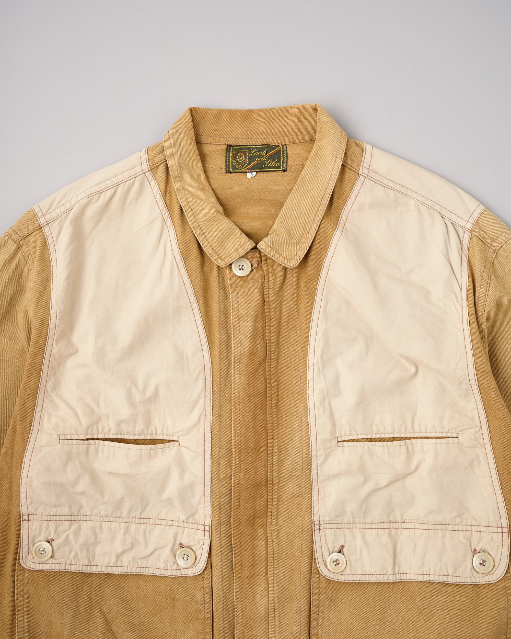 【~60’s】French Vintage Switching Design Mixed Cotton Jacket Size.5