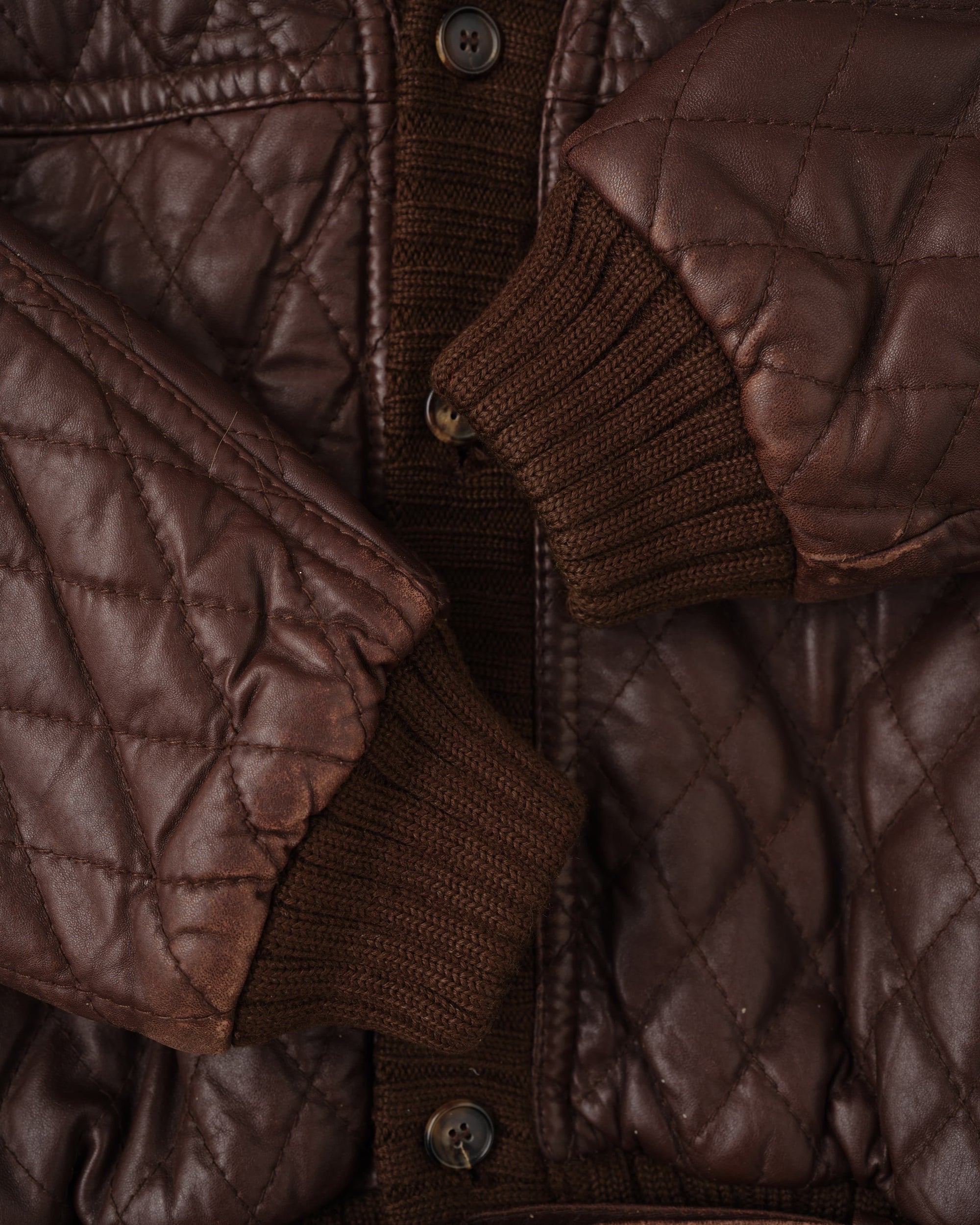 【~90's】Old VALENTINO Quilt Lined Leather Belted Cardigan Jacket Size.52
