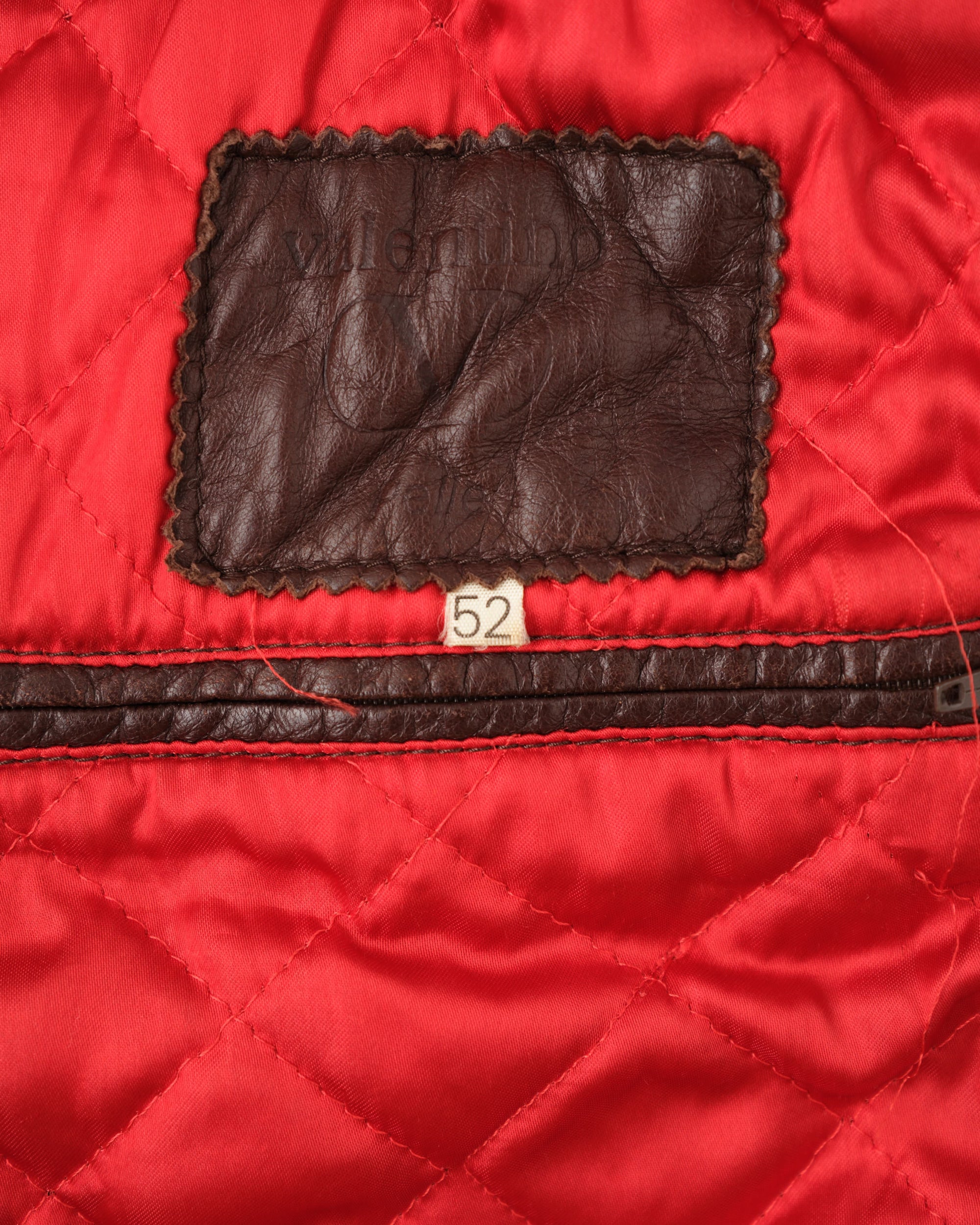 【~90's】Old VALENTINO Quilt Lined Leather Belted Cardigan Jacket Size.52