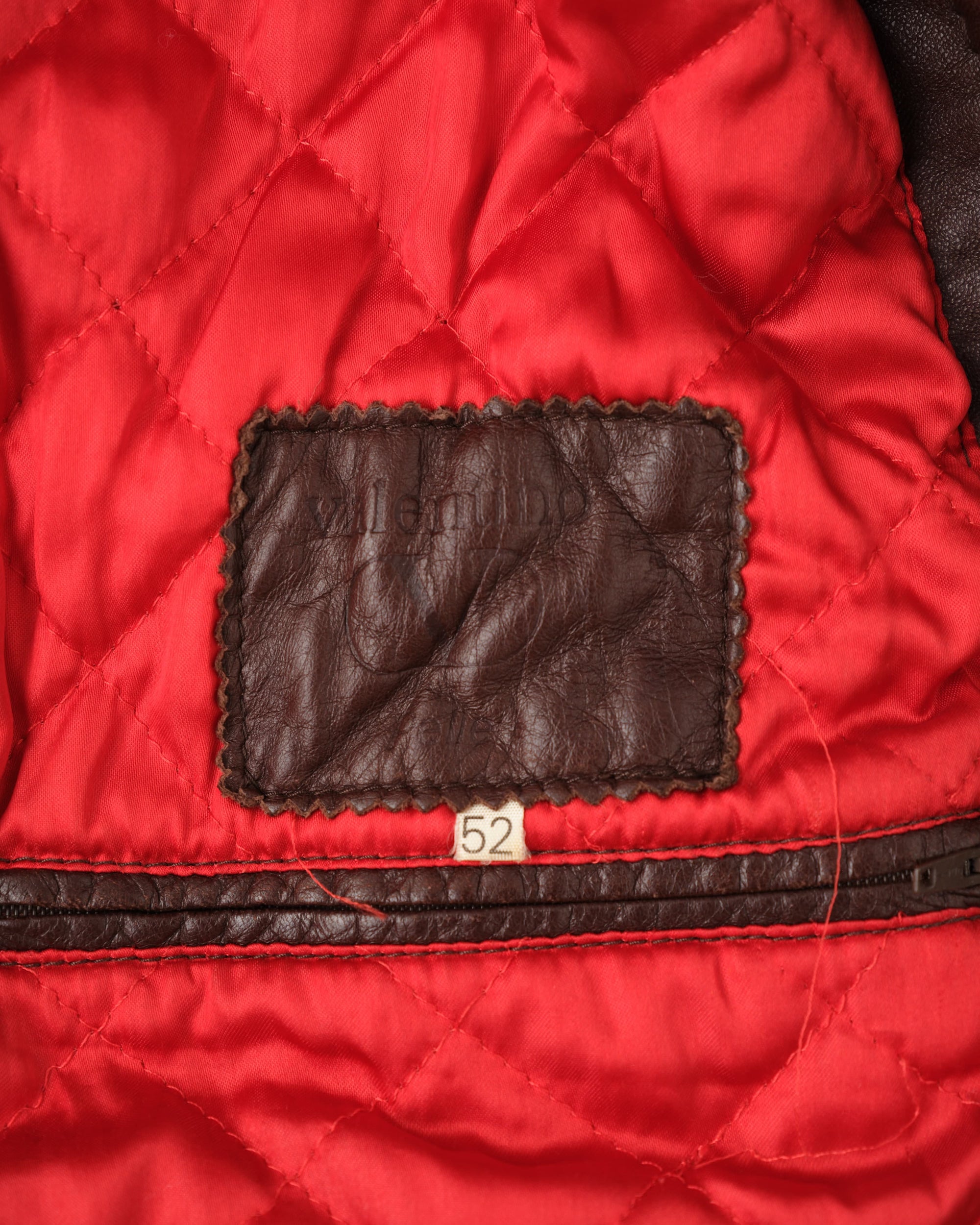 【~90's】Old VALENTINO Quilt Lined Leather Belted Cardigan Jacket Size.52