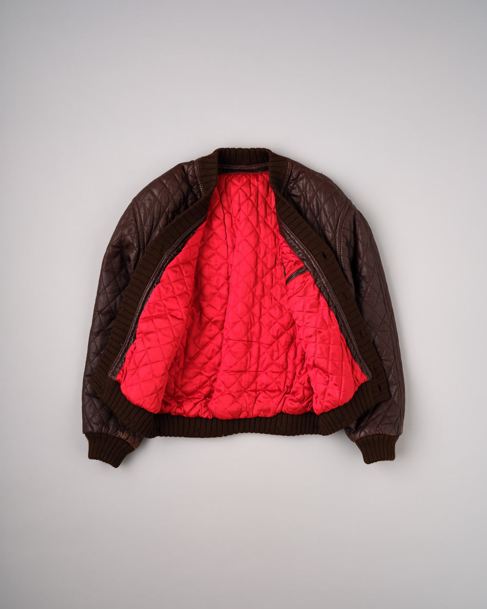 【~90's】Old VALENTINO Quilt Lined Leather Belted Cardigan Jacket Size.52