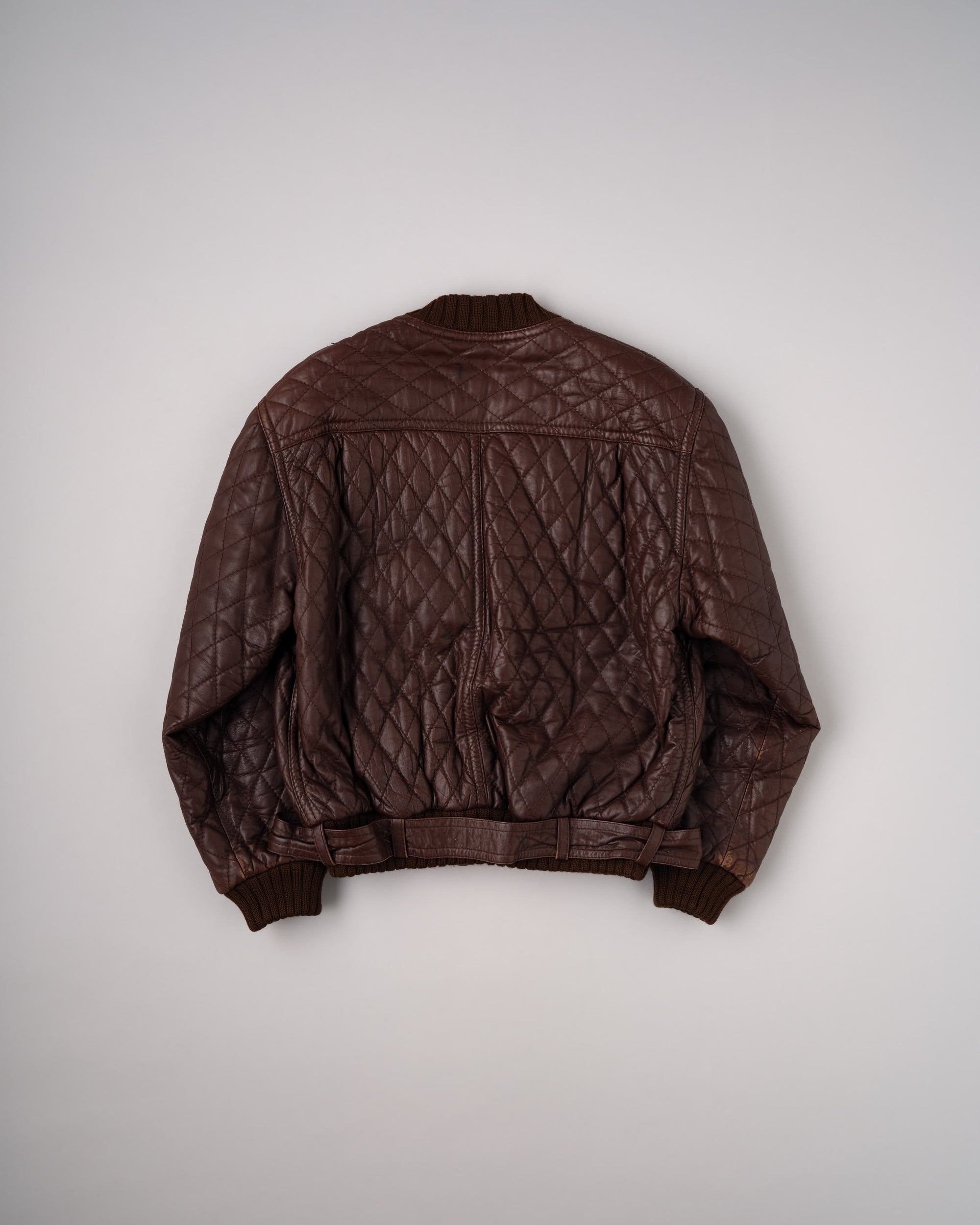 【~90's】Old VALENTINO Quilt Lined Leather Belted Cardigan Jacket Size.52
