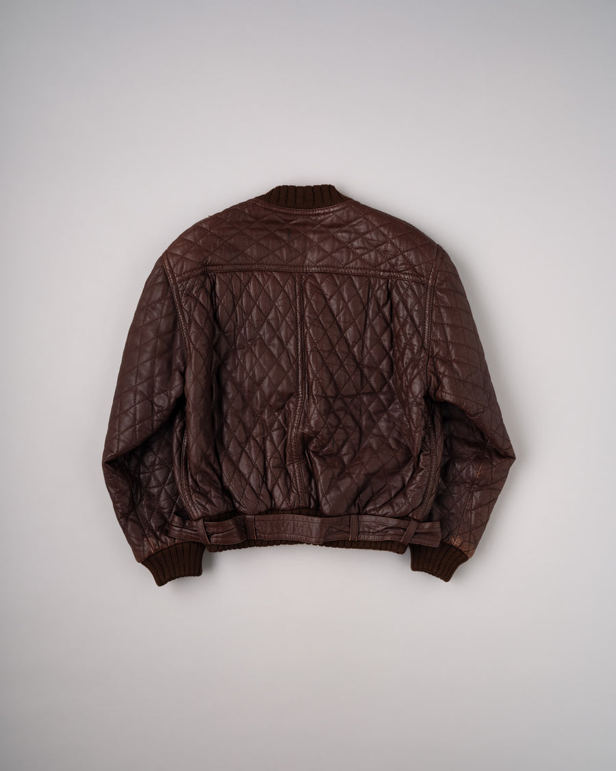 【~90's】Old VALENTINO Quilt Lined Leather Belted Cardigan Jacket Size.52 の全体写真