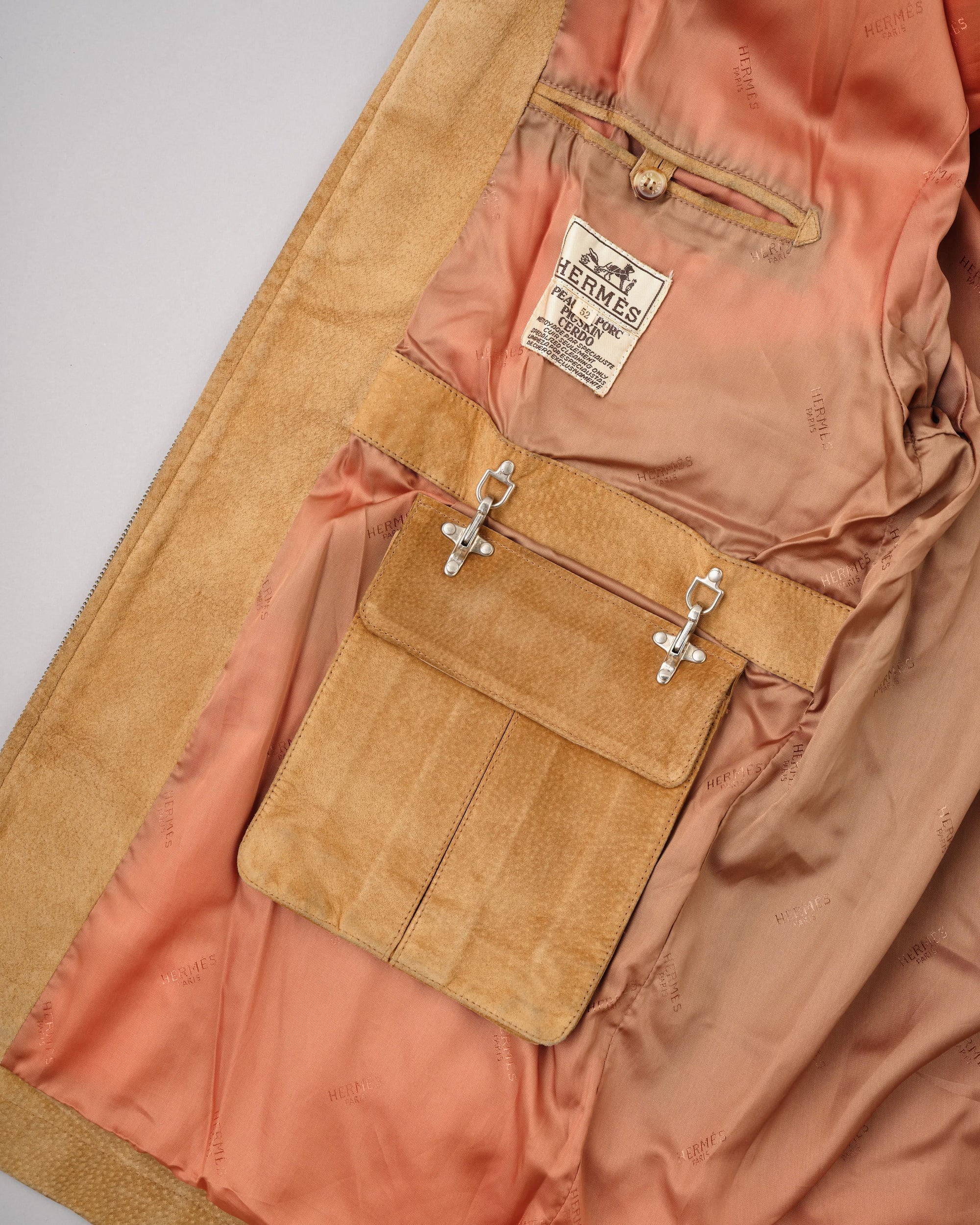 【~90's】Old Hermès Paris Pigskin Leather Hunting Jacket Size.52
