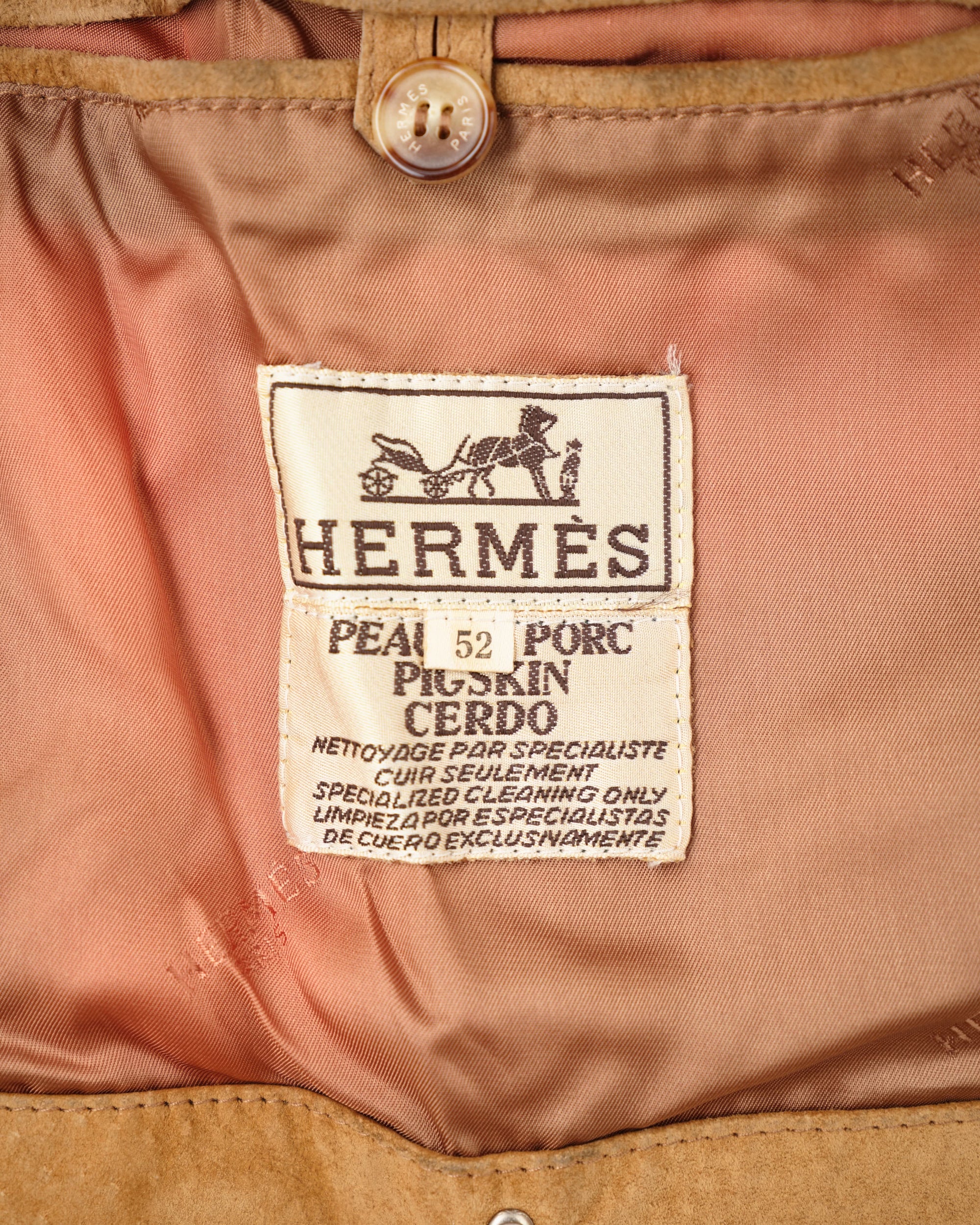 【~90's】Old Hermès Paris Pigskin Leather Hunting Jacket Size.52