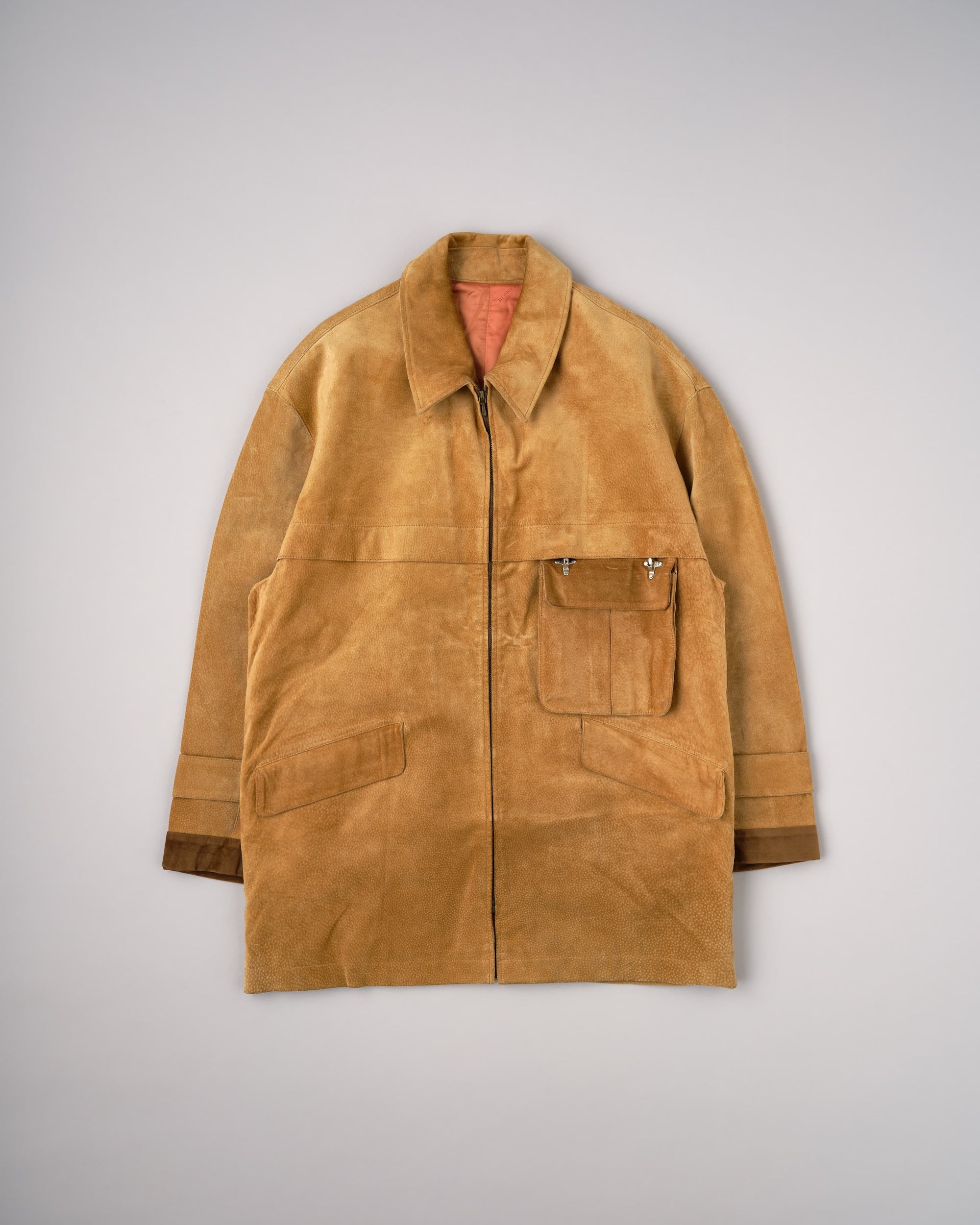 【~90's】Old Hermès Paris Pigskin Leather Hunting Jacket Size.52