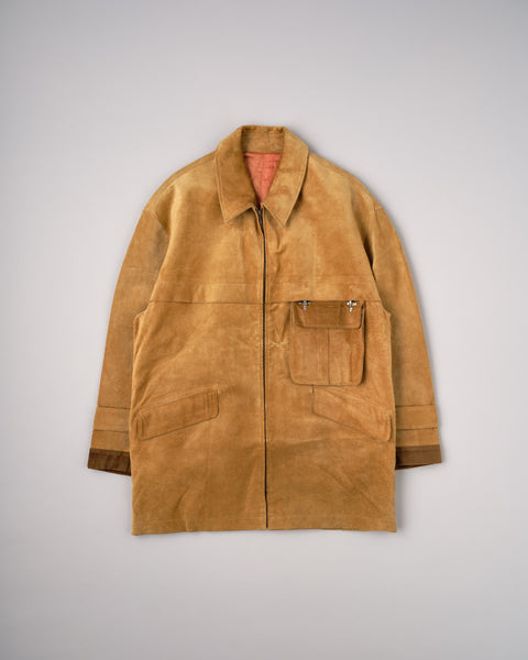 [~90's] Old Hermès Paris Pigskin Leather Hunting Jacket Size.52