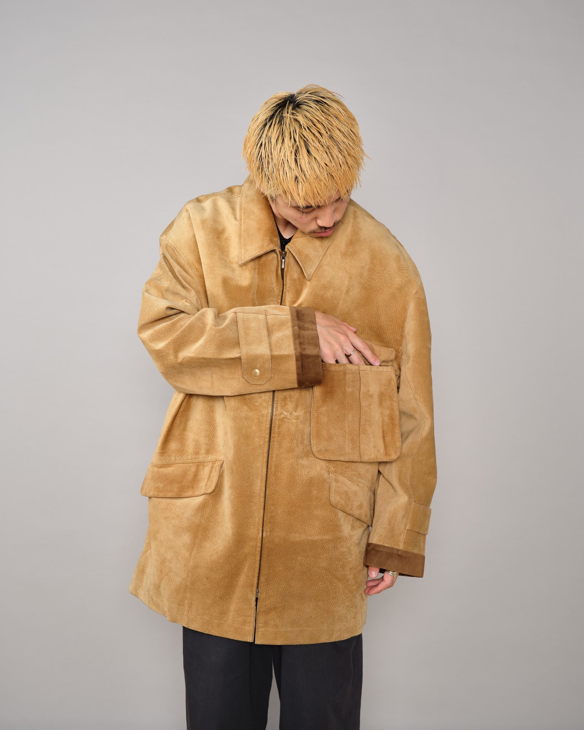 【~90's】Old Hermès Paris Pigskin Leather Hunting Jacket Size.52