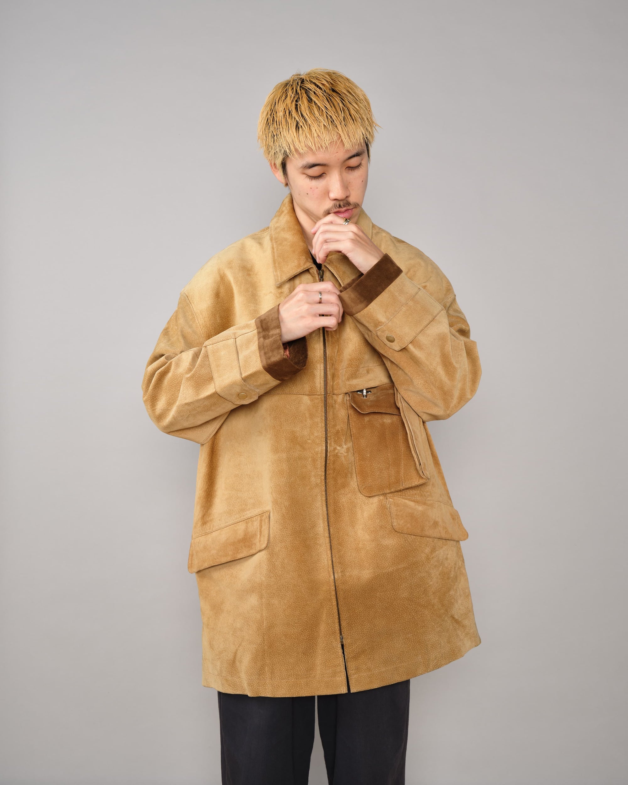 【~90's】Old Hermès Paris Pigskin Leather Hunting Jacket Size.52