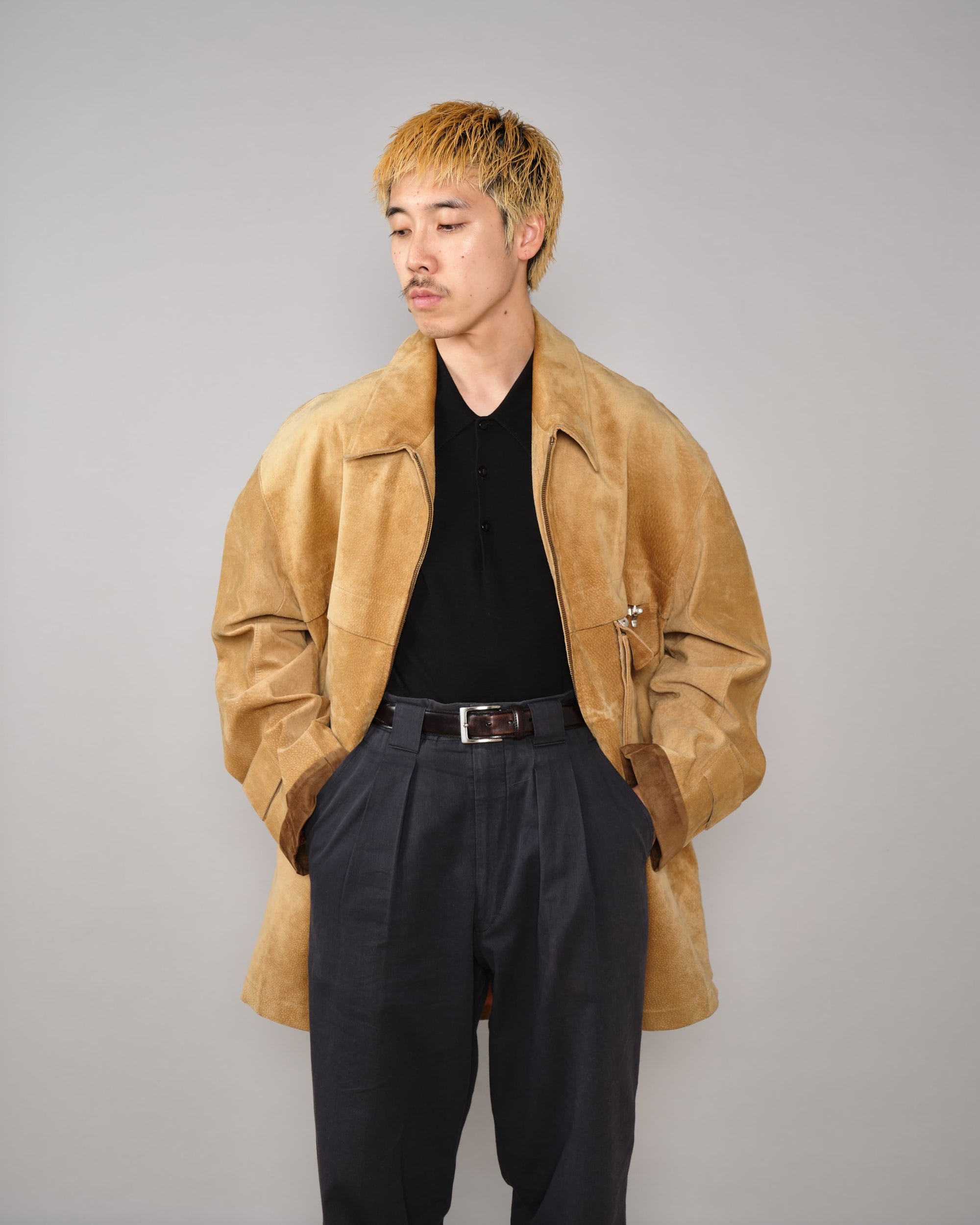【~90's】Old Hermès Paris Pigskin Leather Hunting Jacket Size.52
