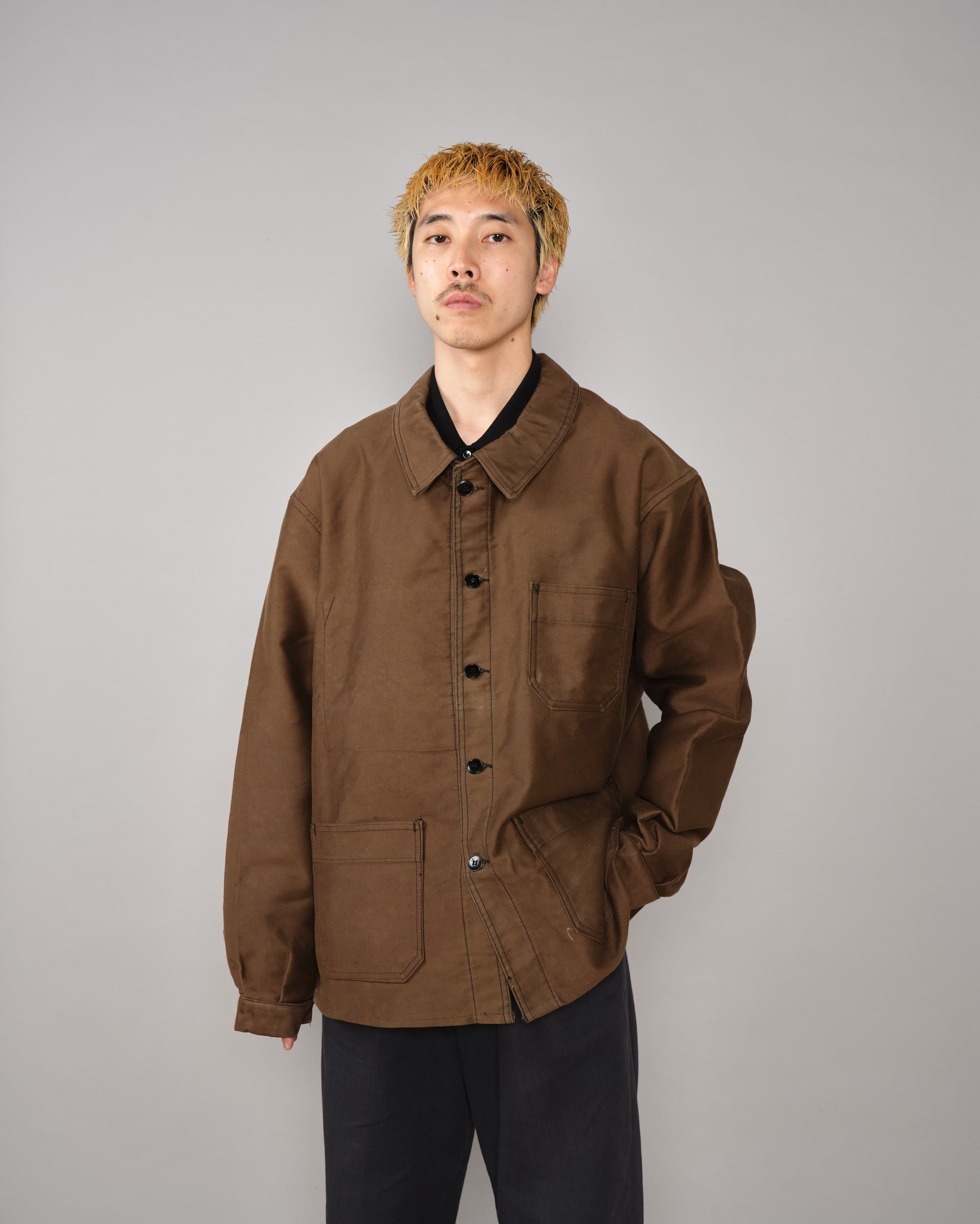 【~60's】French Vintage Brown Moleskin Work Jacket