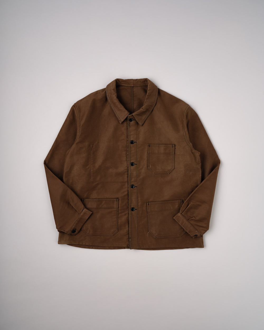 【~60's】French Vintage Brown Moleskin Work Jacket