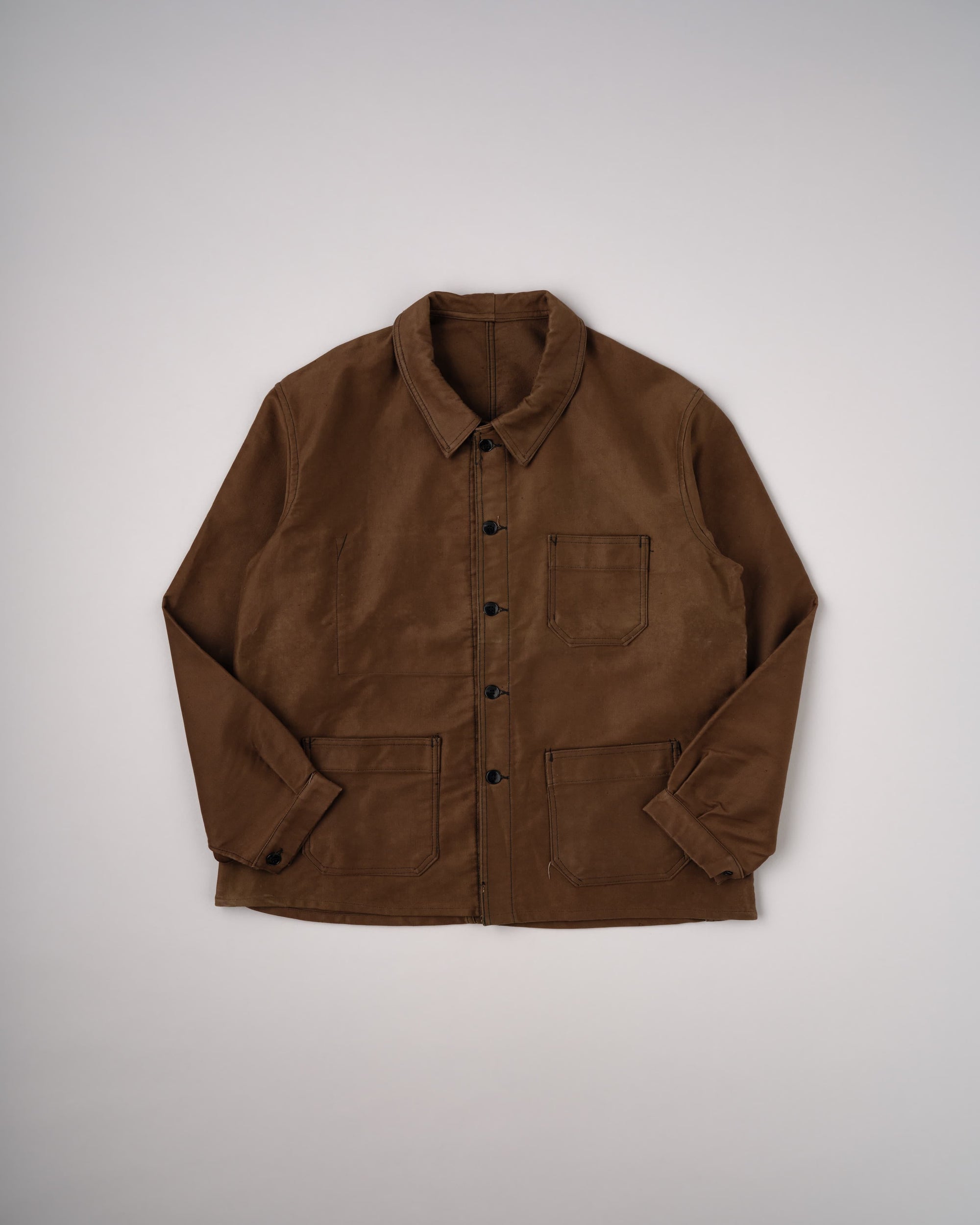 【~60's】French Vintage Brown Moleskin Work Jacket