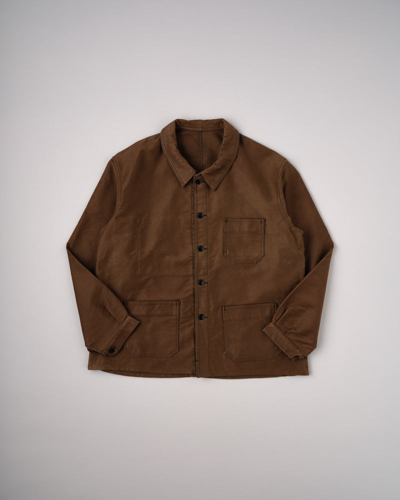 【~60's】French Vintage Brown Moleskin Work Jacket
