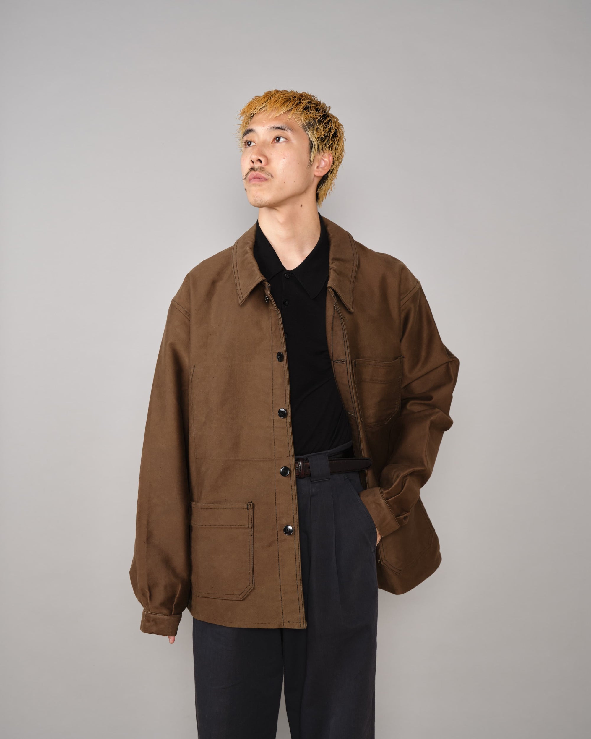 【~60's】French Vintage Brown Moleskin Work Jacket