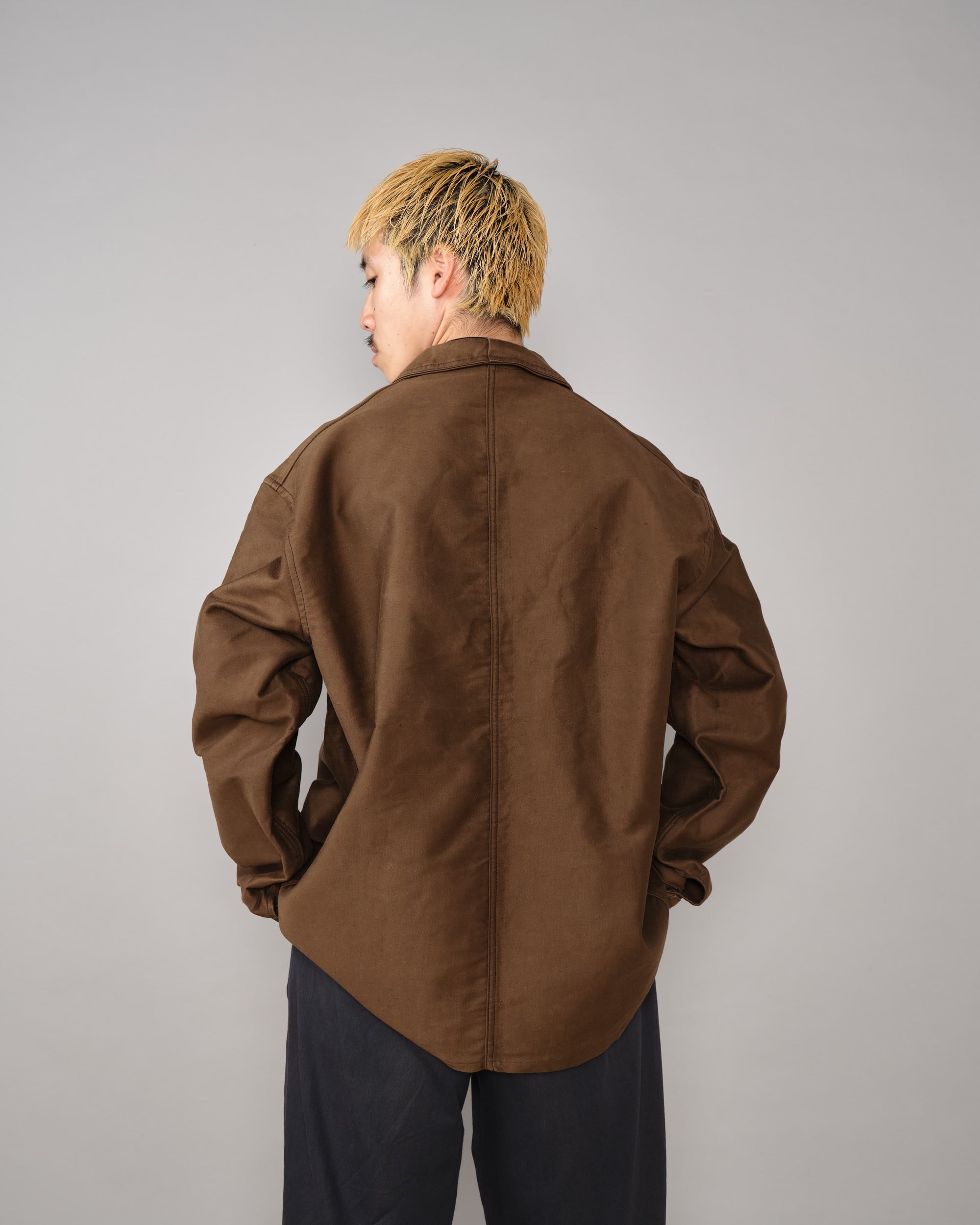【~60's】French Vintage Brown Moleskin Work Jacket