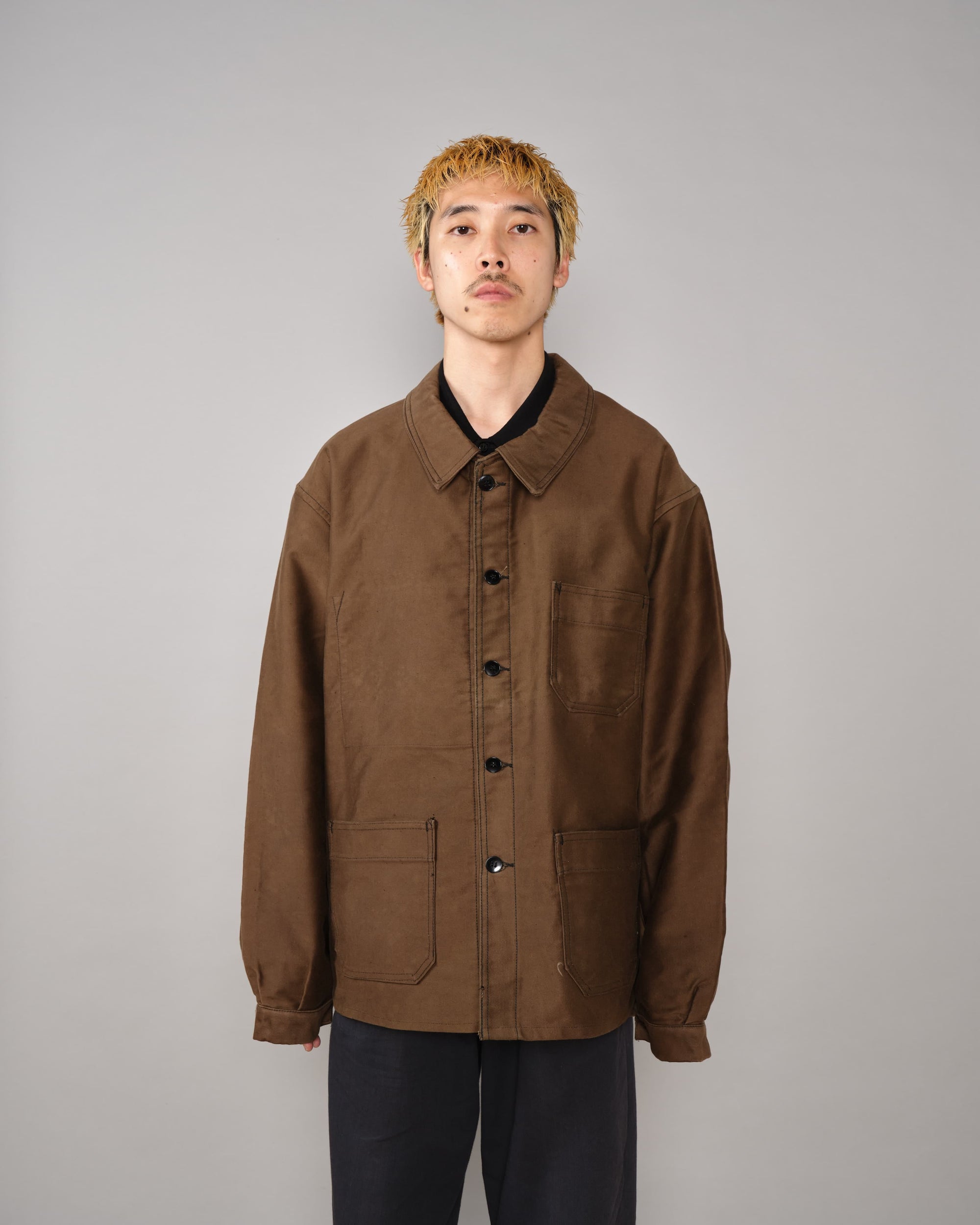 【~60's】French Vintage Brown Moleskin Work Jacket